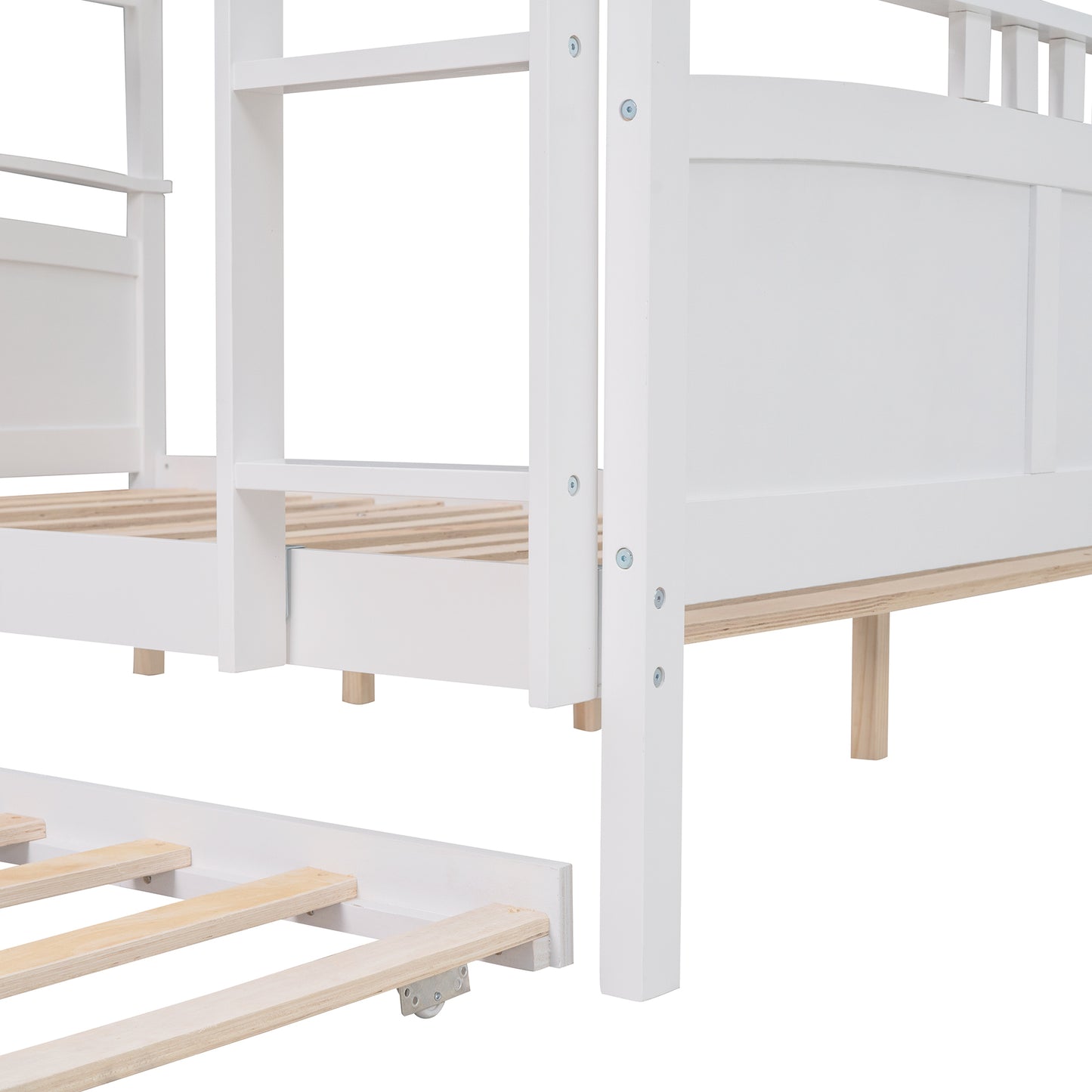 Full-Over-Full Bunk Bed with Twin size Trundle , Separable Bunk Bed for Bedroom - White