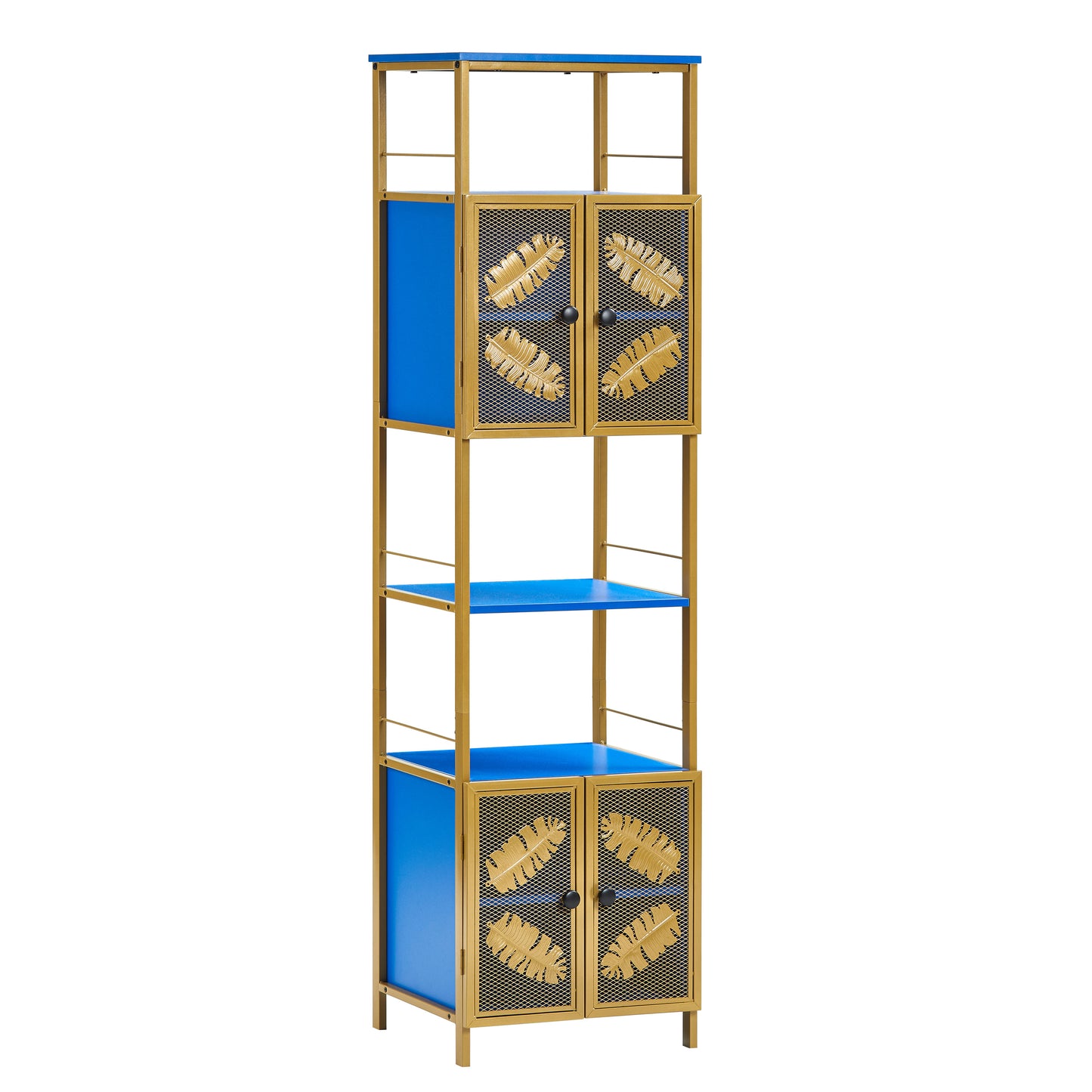 Tall Large Floor Storage Cabinet with Open Compartments and 2 Cabinets with Doors, Freestanding Cabinet, for Home Kitchen, Bathroom, Living Room