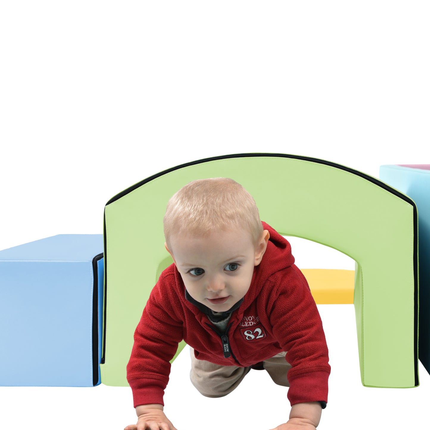 Soft Foam Playset for Toddlers, Safe SoftZone Single-Tunnel Foam Climber for Kids, Lightweight Indoor Active Play Structure with Slide Stairs and Ramp for Beginner Toddler Climb and Crawl