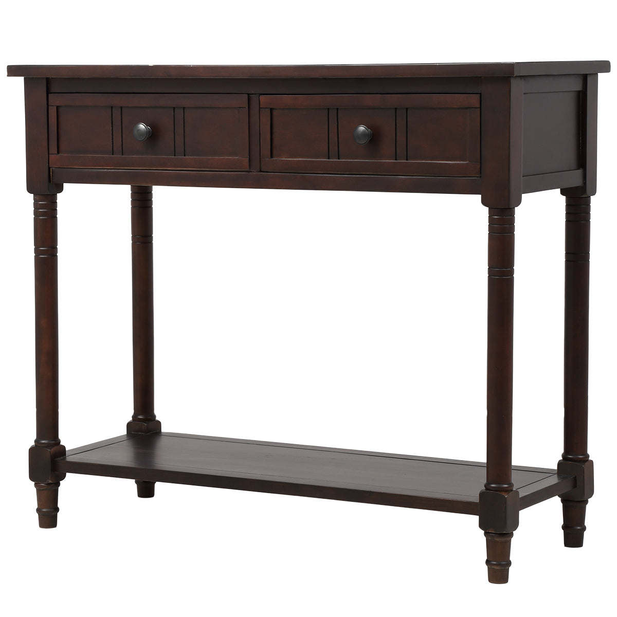 TREXM Daisy Series Console Table Traditional Design with Two Drawers and Bottom Shelf (Espresso)