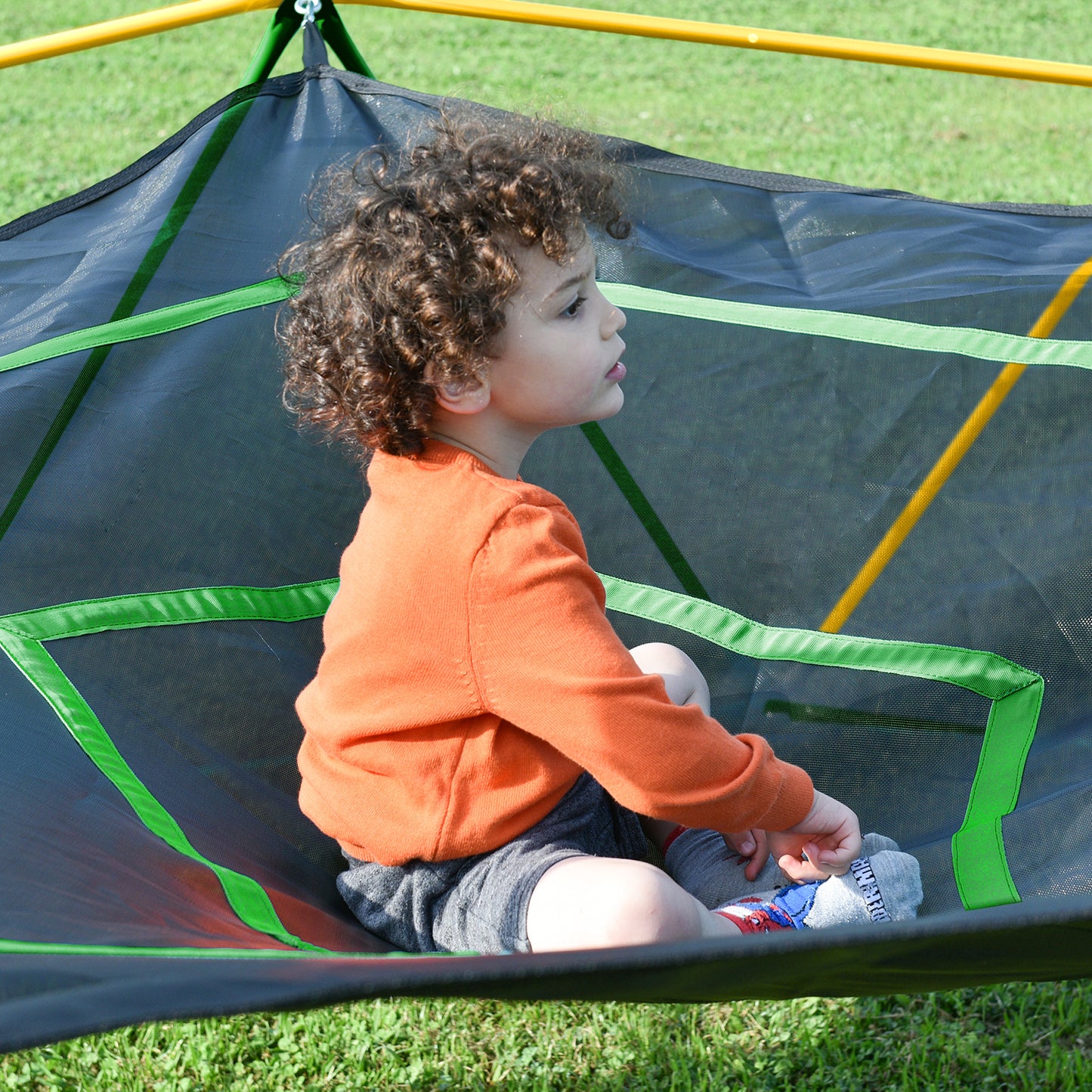 13ft Geometric Dome Climber Play Center, Kids Climbing Dome Tower with Hammock, Rust & UV Resistant Steel Supporting 1000 LBS