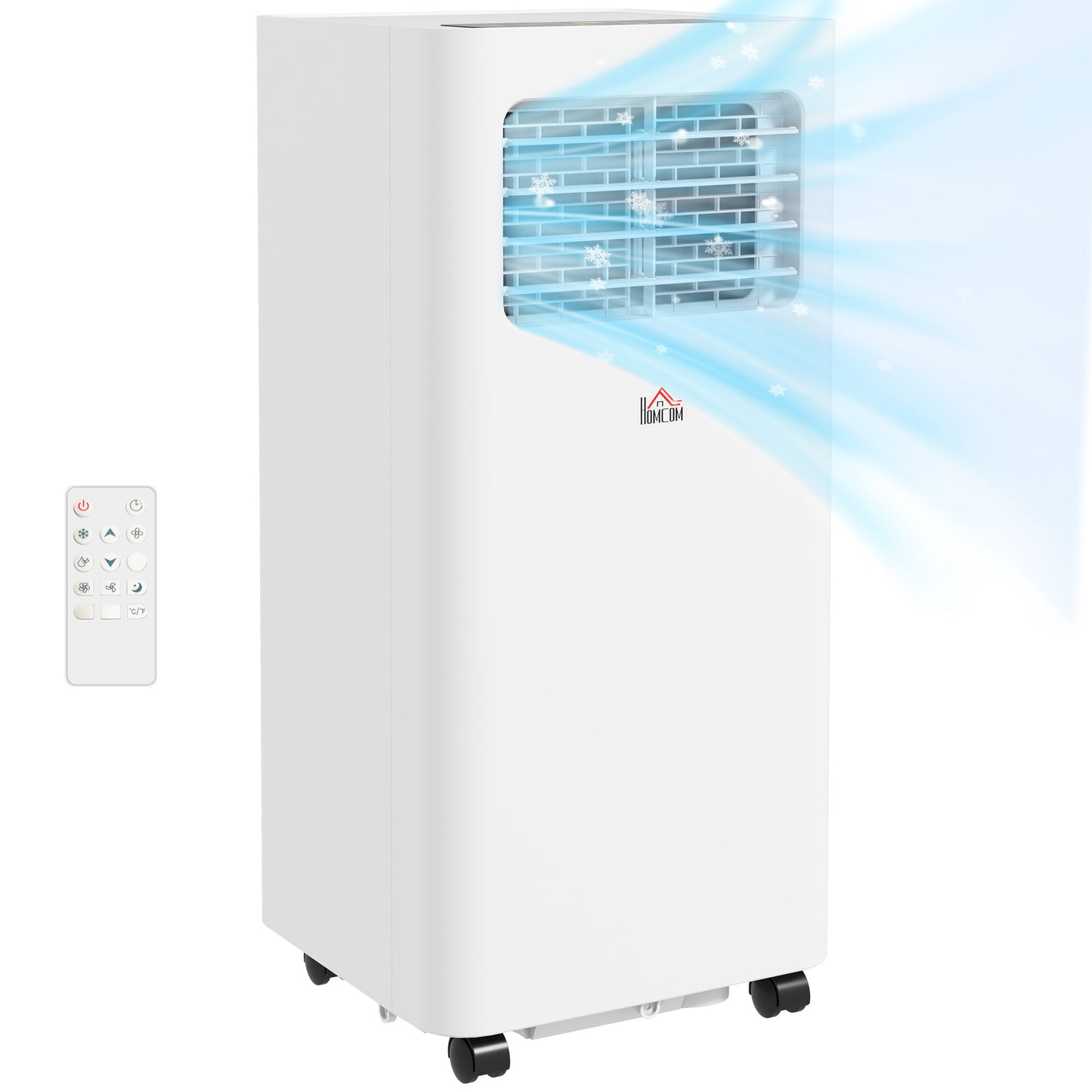 HOMCOM 8000 BTU Portable Air Conditioner for Rooms Up to 345 Sq. Ft., 3-in-1 AC Unit with Dehumidifier, Cooling Fan, Sleep, Remote, 24H Timer On/Off, Window Installation Kit, White