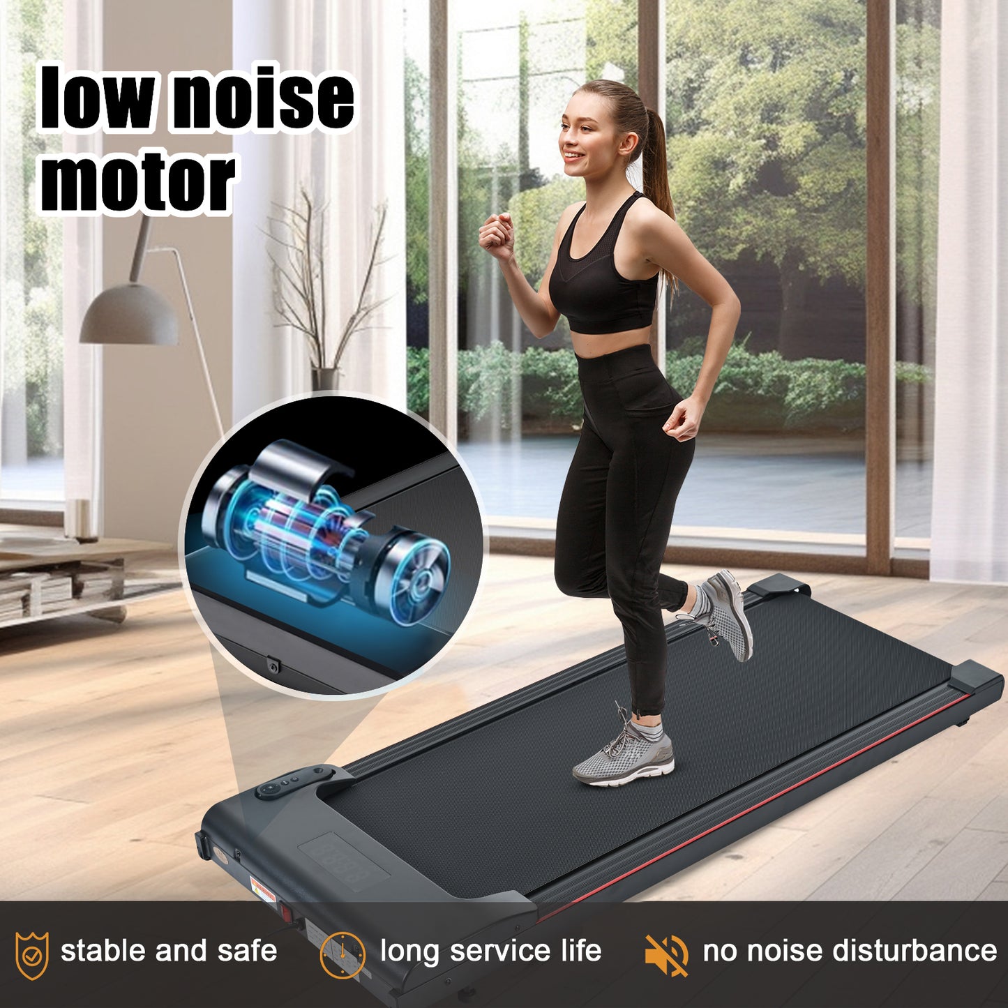 Brushless motor Walking Pad 300 lb Capacity, Desk Treadmill for Home Office, Protable Treadmill Under Desk, Walking Treadmills for Home,0.5 to 4.0 mph Portable Treadmill