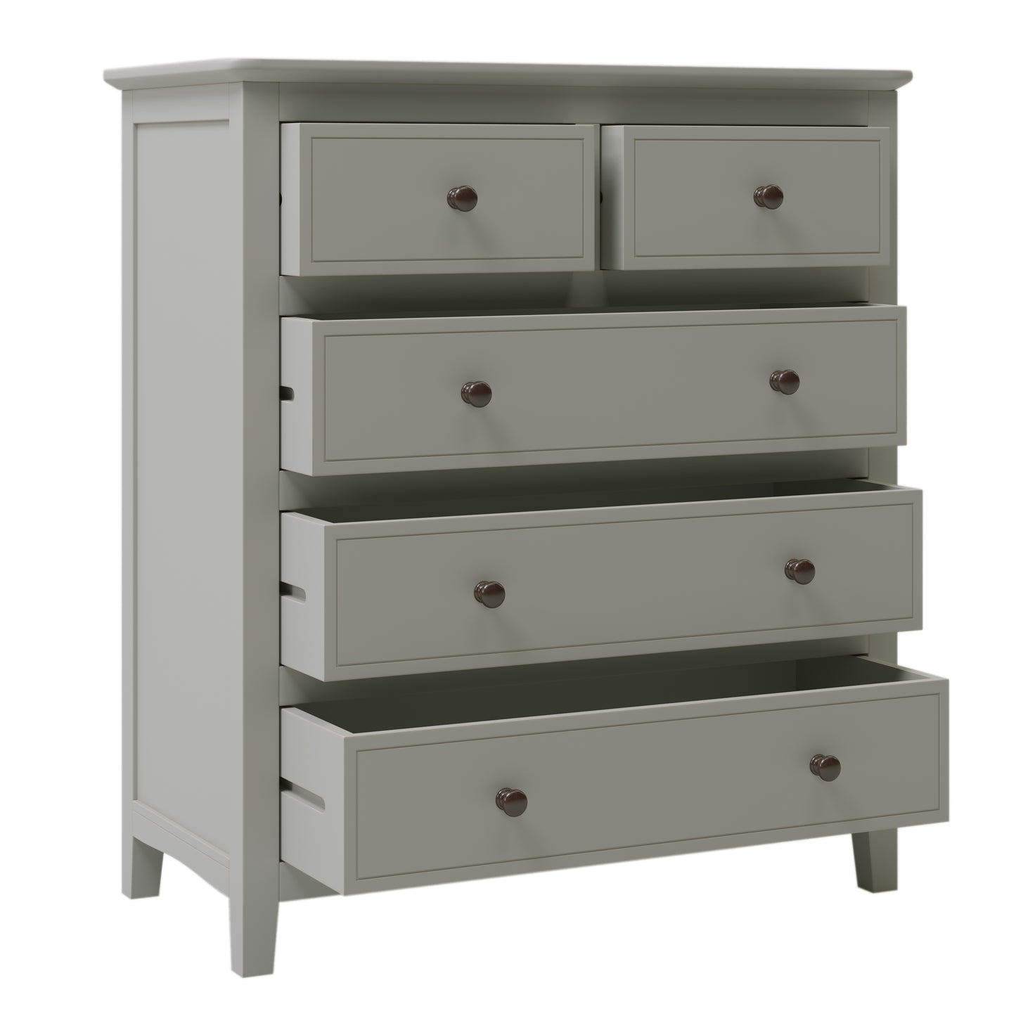 Gray Solid Wood 5 Pieces King Bedroom Sets(bed+nightstand*2+chest+dresser)NEW