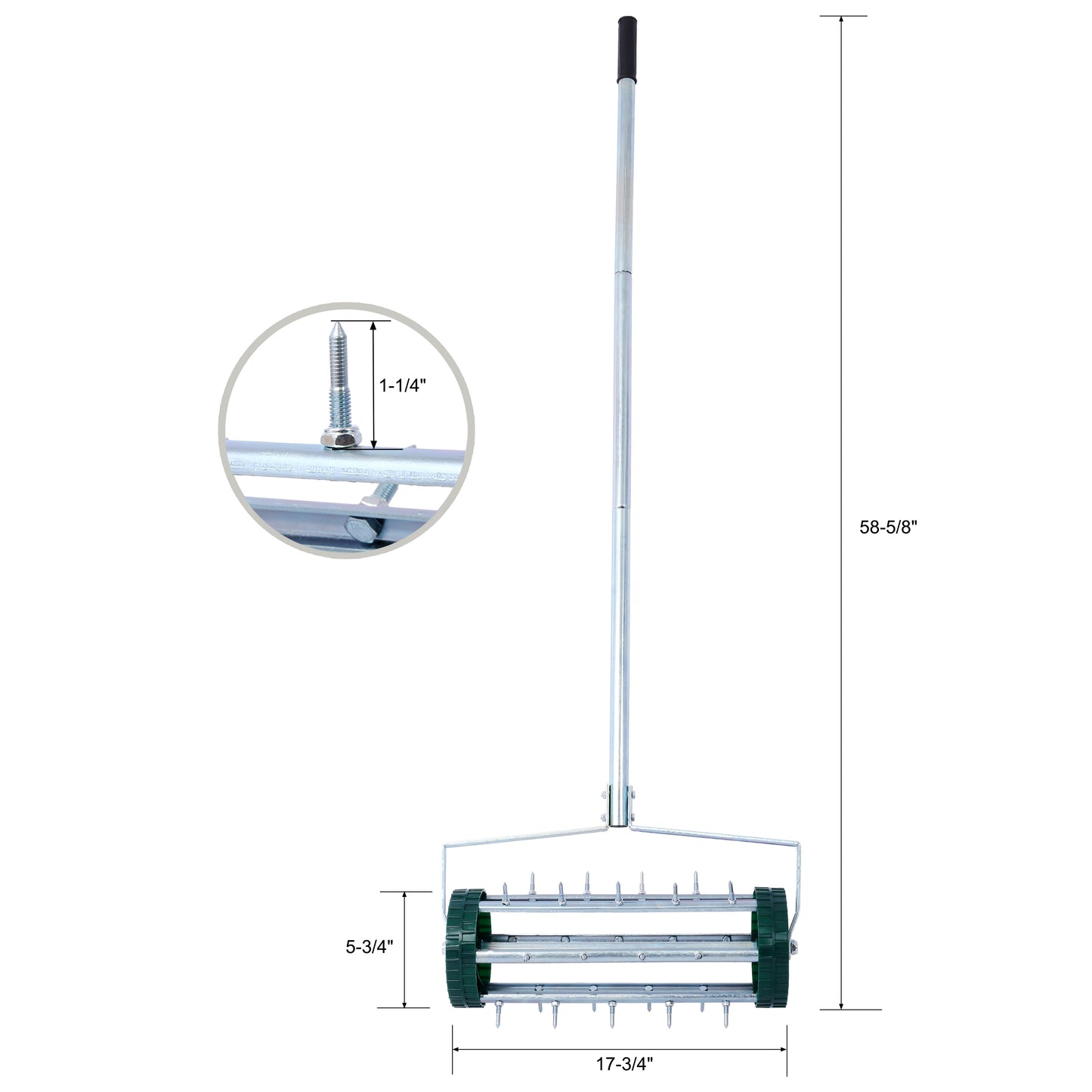 Spike Lawn Aerator, Heavy Duty Rolling Lawn Aerator, Garden Yard Rotary Push Lawn Aeration with Steel Handle