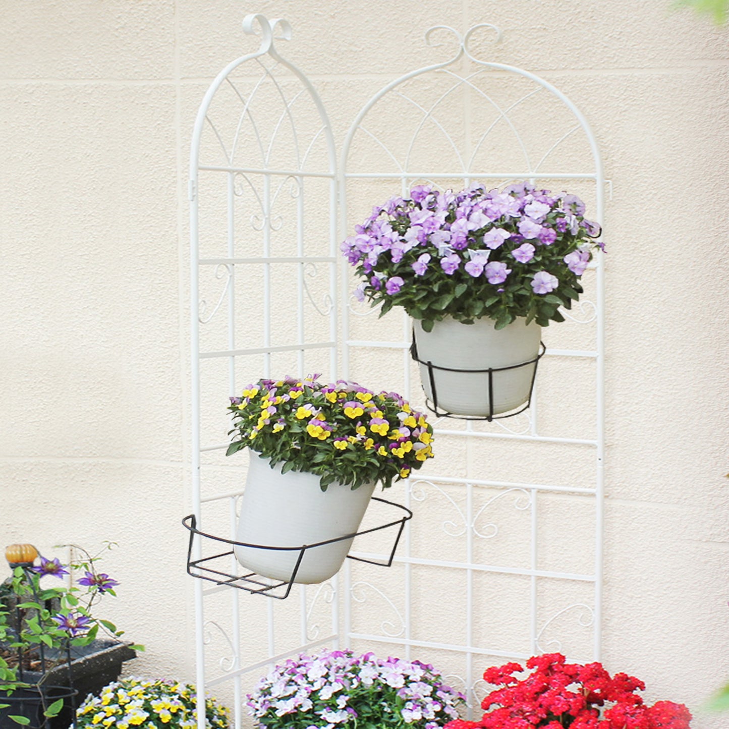 4 Pack Metal Garden Trellis 71" x 19.7" Rustproof Trellis for Climbing Plants Outdoor Flower Support Cream White
