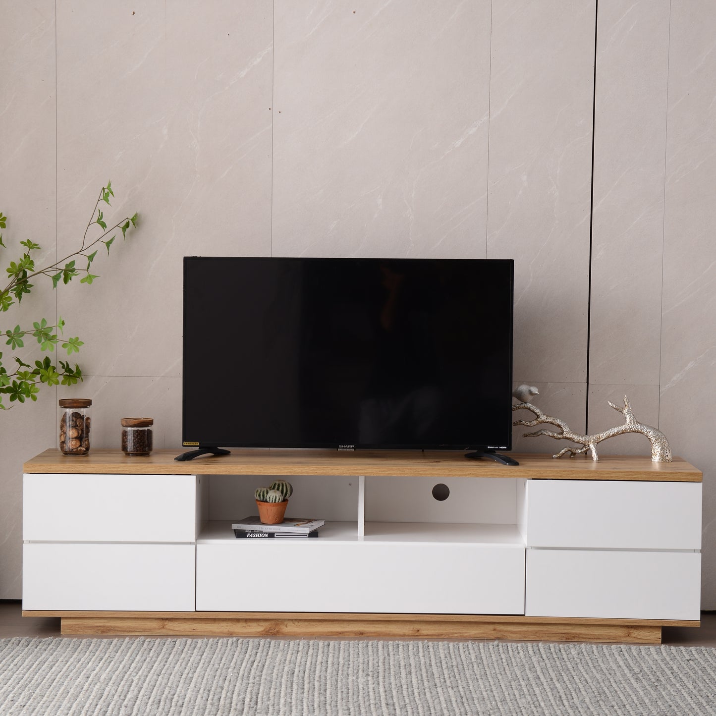 Modern TV stand for TVs up to 80'' , Media Console with Multi-Functional Storage, Entertainment Center with Door Rebound Device, TV cabinet for living room,Bedroom
