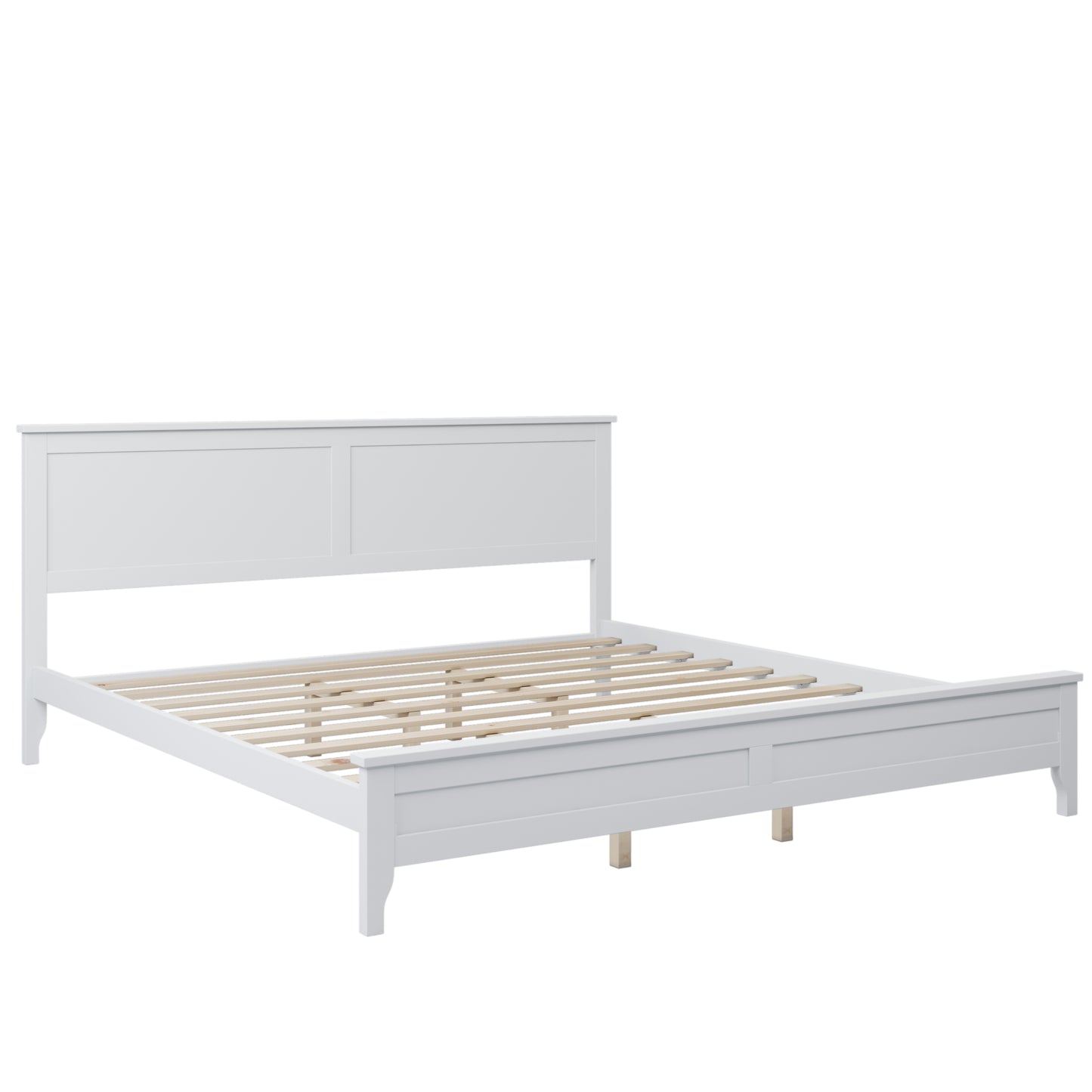 White Solid Wood 5 Pieces King Bedroom Sets(bed+nightstand*2+chest+dresser)