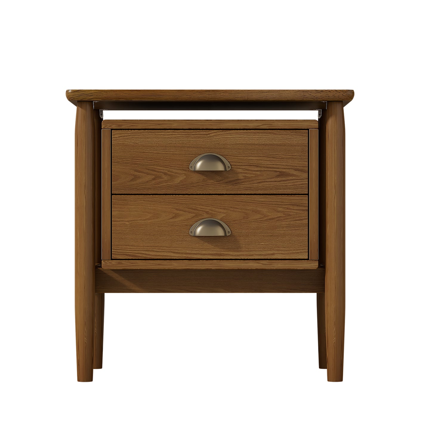 Mid Century Modern Wood 2-Drawer Nightstand for Bedroom,Living Room,Rubberwood