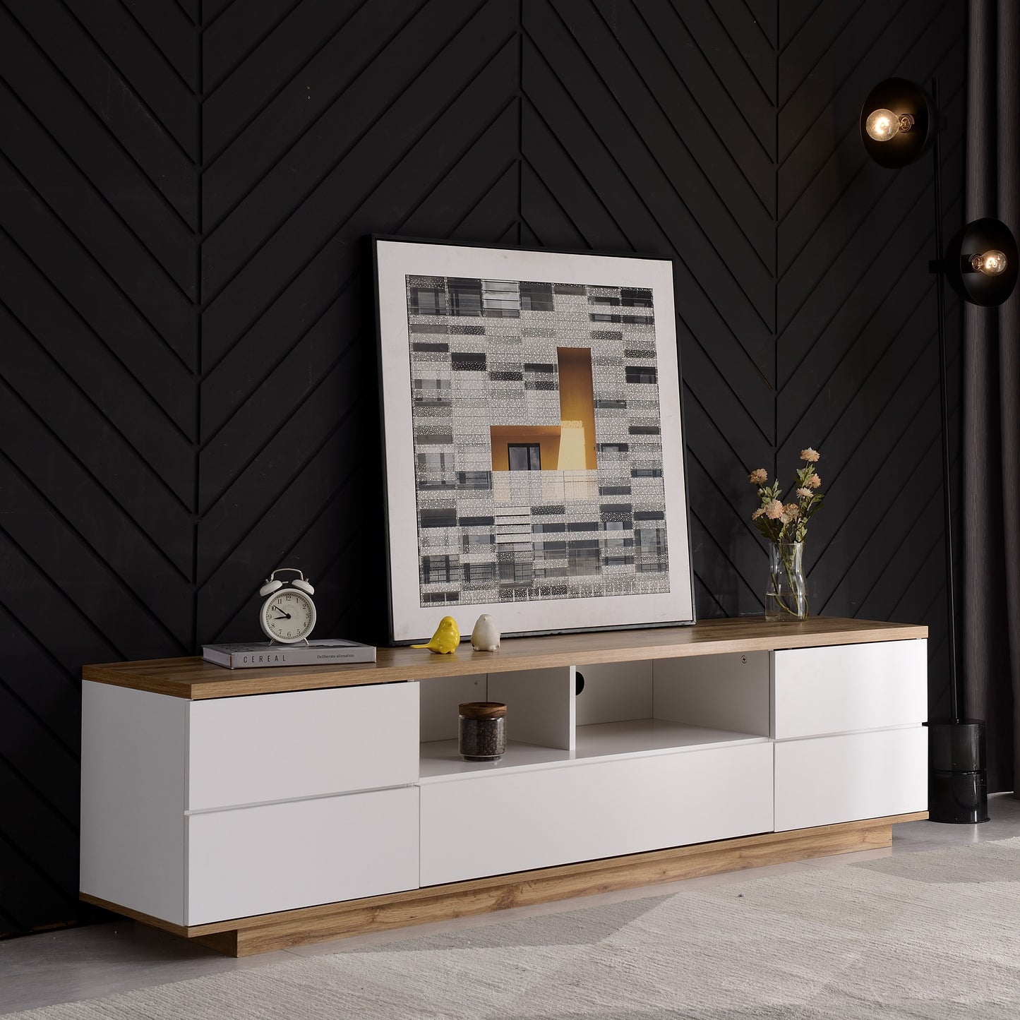Modern TV stand for TVs up to 80'' , Media Console with Multi-Functional Storage, Entertainment Center with Door Rebound Device, TV cabinet for living room,Bedroom