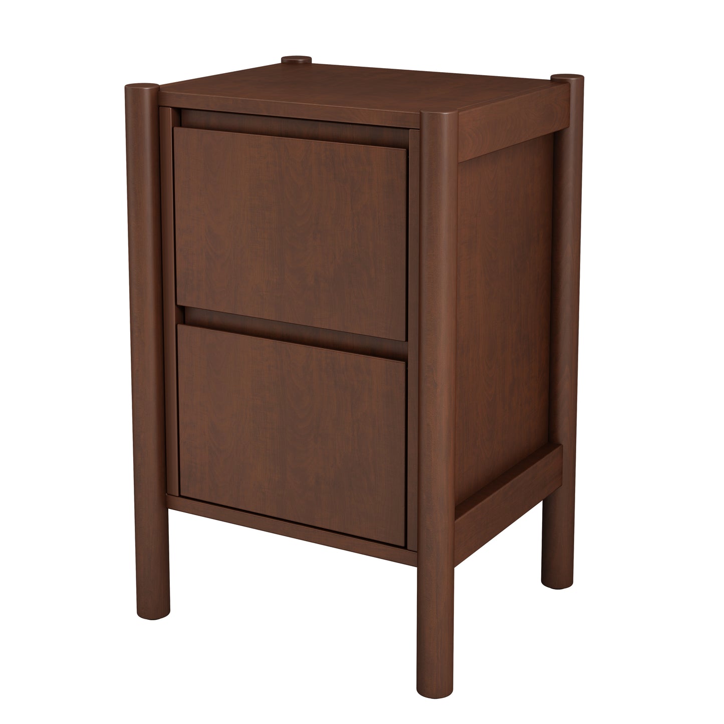 4 Pieces Bedroom Sets Mid Century Modern Upholestery Walnut Wood Frame Queen Platform Bed with Two Nightstands and Dresser