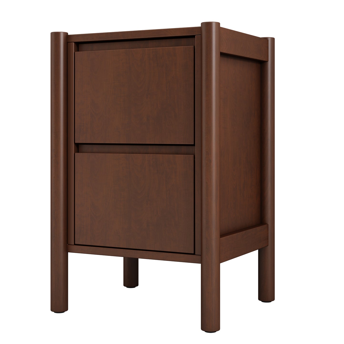 4 Pieces Bedroom Sets Mid Century Modern Upholestery Walnut Wood Frame Queen Platform Bed with Two Nightstands and Dresser