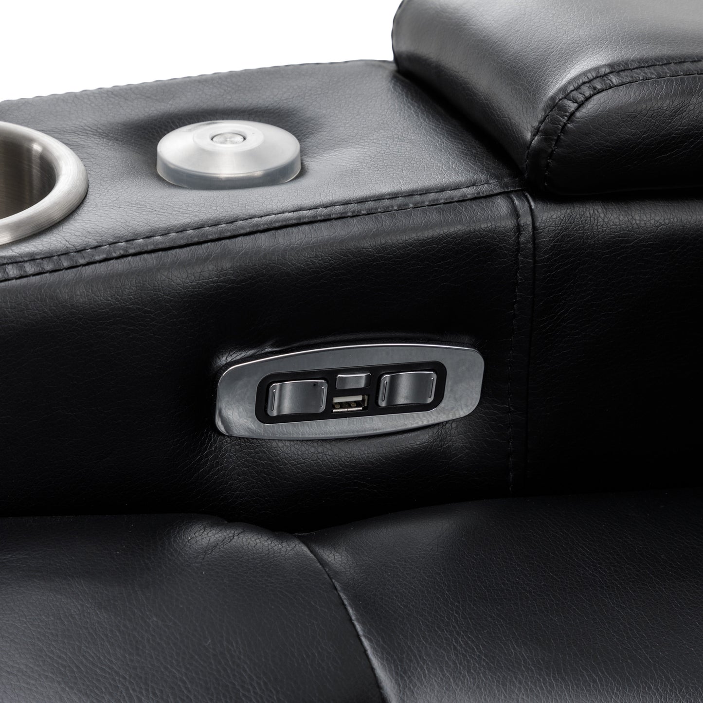 270° Power Swivel Recliner,Home Theater Seating With Hidden Arm Storage and LED Light Strip,Cup Holder,360° Swivel Tray Table,and Cell Phone Holder,Soft Living Room Chair,Black