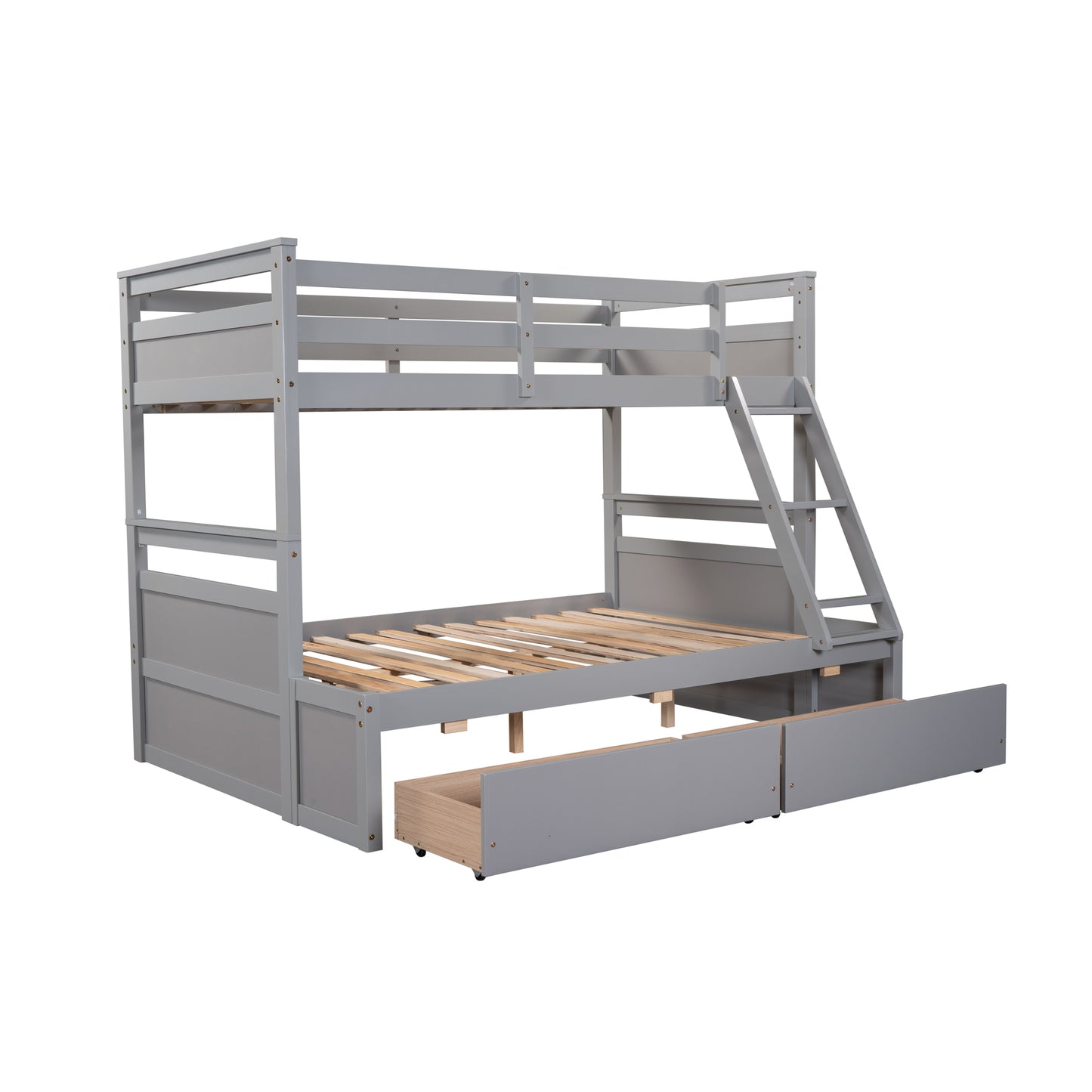 Twin over Full Bunk Bed with Storage - Gray(OLD SKU :LP000022AAE)