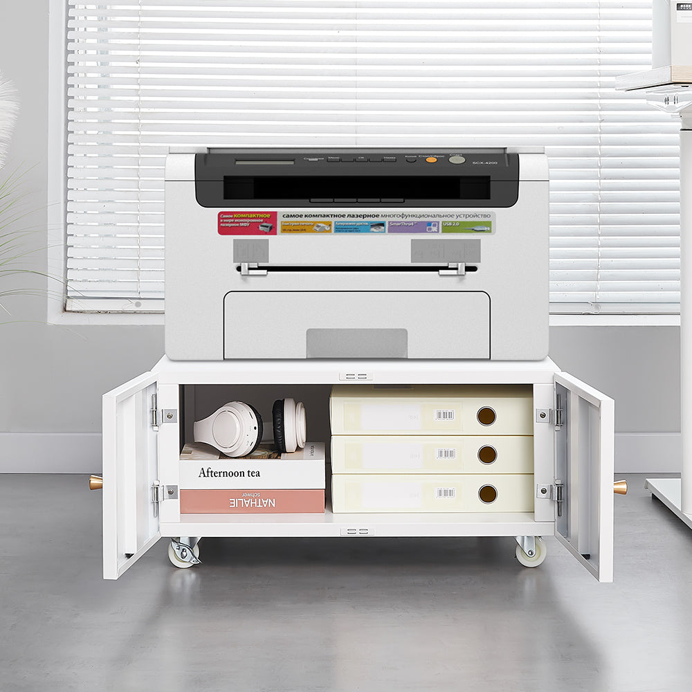Office Copier File Cabinet, Mobile Lateral Filing Cabinet with 2 Door, Rolling File Cabinet, Printer Stand for Legal/Letter/A4 File