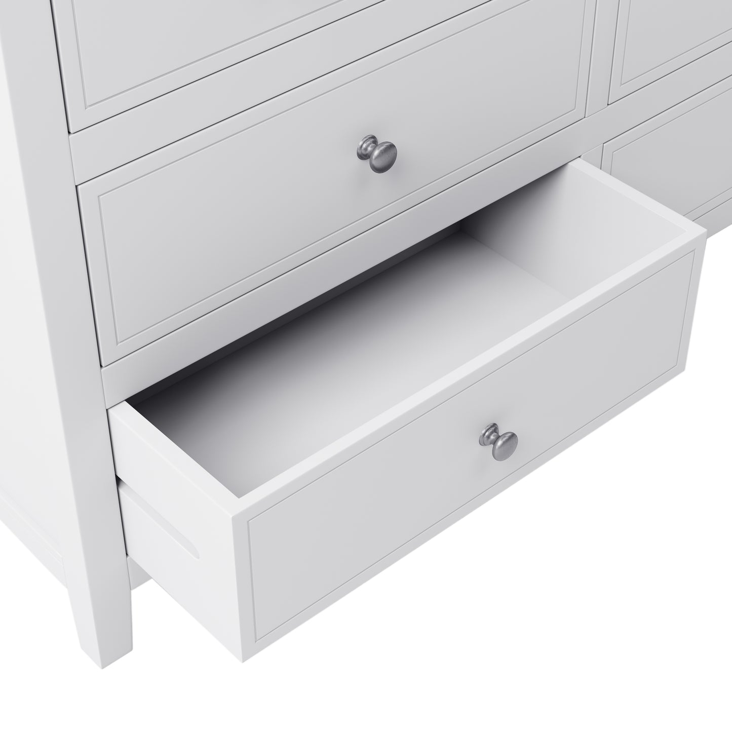 White Solid Wood 5 Pieces King Bedroom Sets(bed+nightstand*2+chest+dresser)