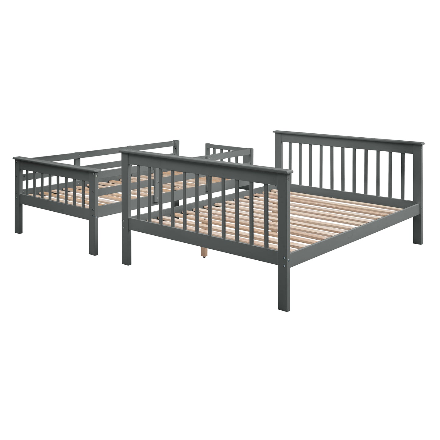 Stairway Twin-Over-Full Bunk Bed with Storage and Guard Rail for Bedroom, Gray color(OLD SKU :LP000019AAE)