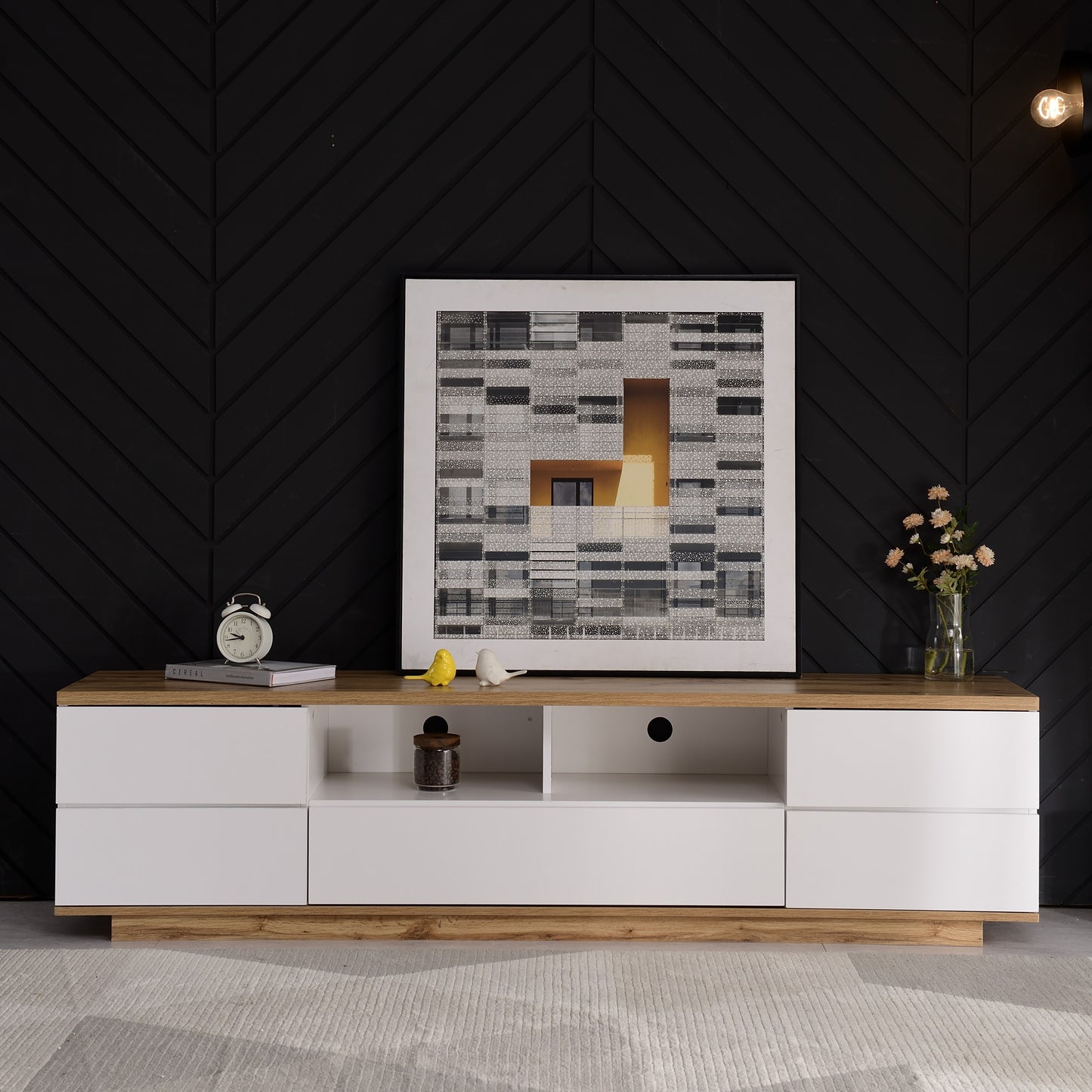 Modern TV stand for TVs up to 80'' , Media Console with Multi-Functional Storage, Entertainment Center with Door Rebound Device, TV cabinet for living room,Bedroom