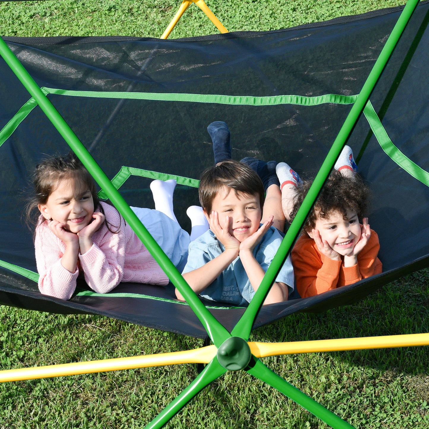 13ft Geometric Dome Climber Play Center, Kids Climbing Dome Tower with Hammock, Rust & UV Resistant Steel Supporting 1000 LBS