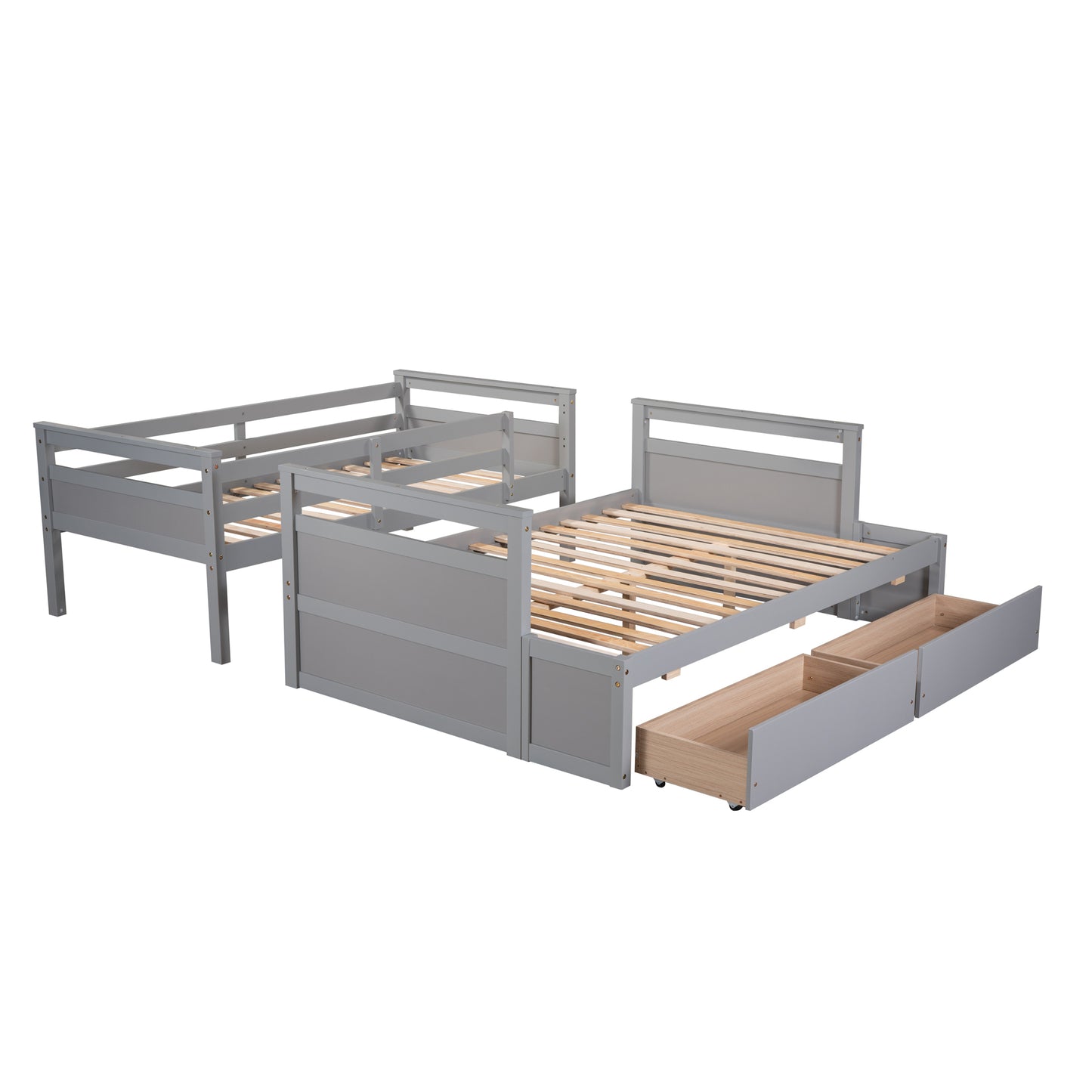 Twin over Full Bunk Bed with Storage - Gray(OLD SKU :LP000022AAE)