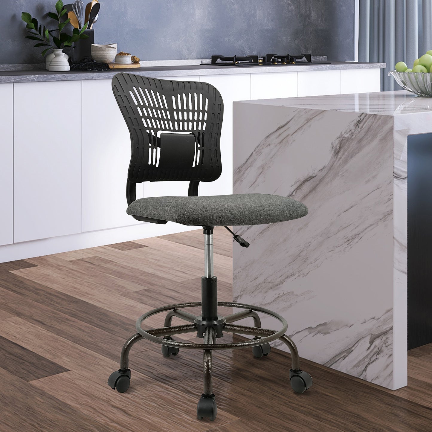 Ergonomic Tall Office Chair Standing Desk Chair Adjustable Foot Ring Office Drafting Chair