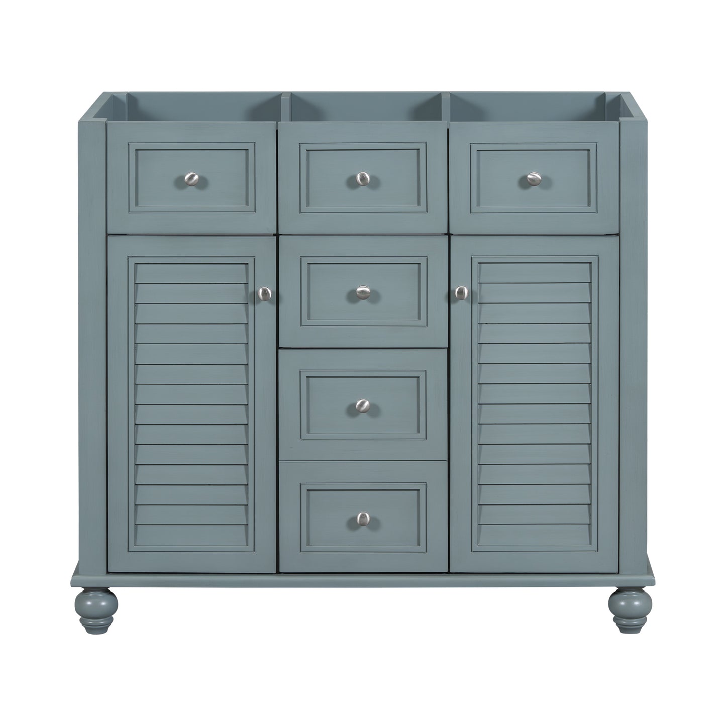 36" Bathroom Vanity Cabinet without Sink, Free Standing Vanity Set with 2 Drawers& Soft Closing Doors, Solid Wood Frame Bathroom Cabinet, Blue (NOT INCLUDE BASIN SINK)