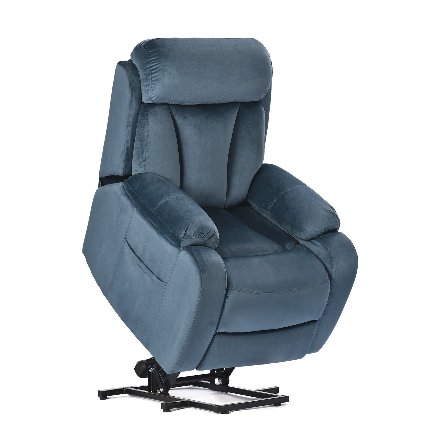 Lift Chair Recliner for Elderly Power Remote Control Recliner Sofa Relax Soft Chair Anti-skid Australia Cashmere Fabric Furniture Living Room (Navy Blue)