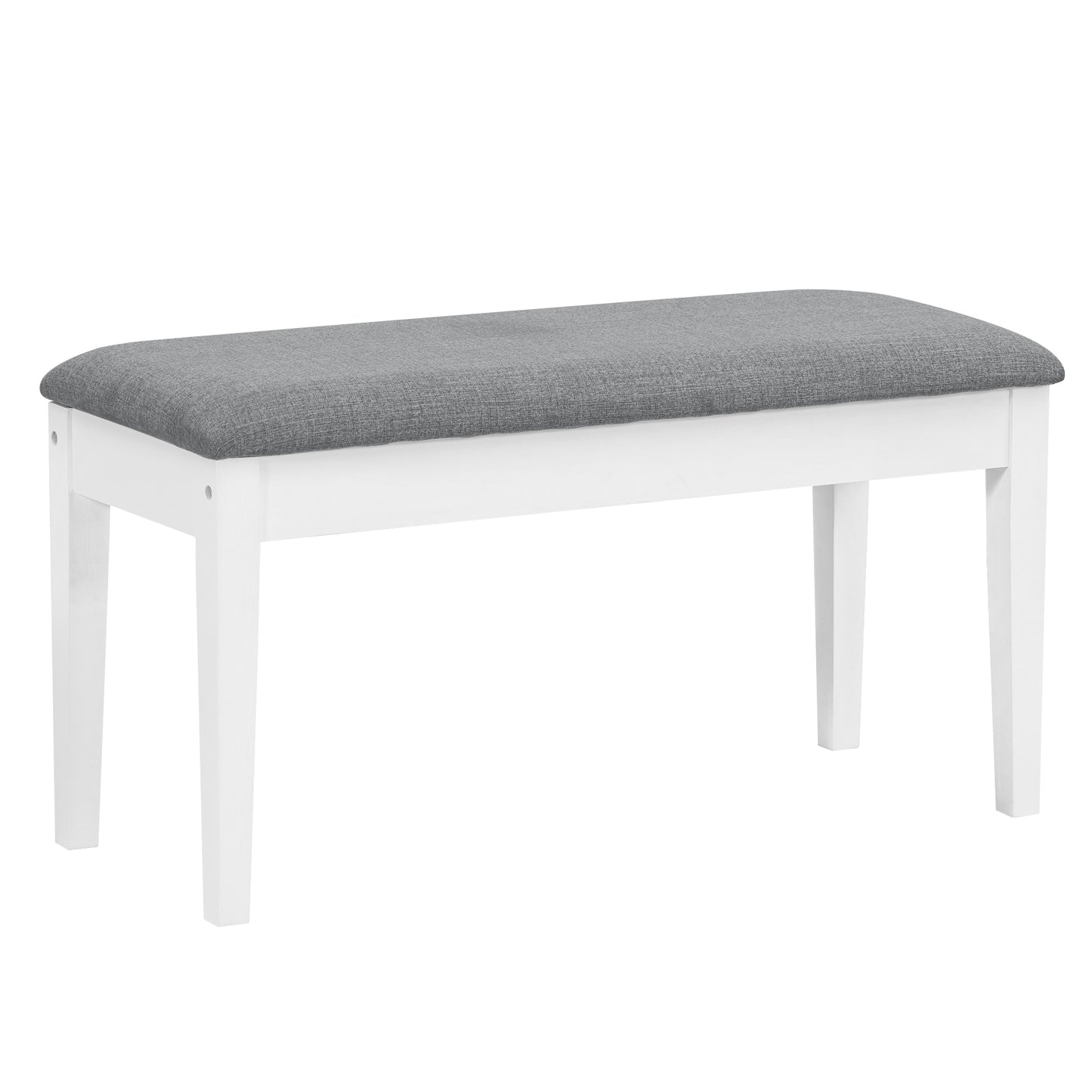 TOPMAX Farmhouse 6-Piece Dining Table Set with Storage Table, Kitchen Table Set with Drawer, Storable Bench and Upholstered Dining Chairs, White+Gray