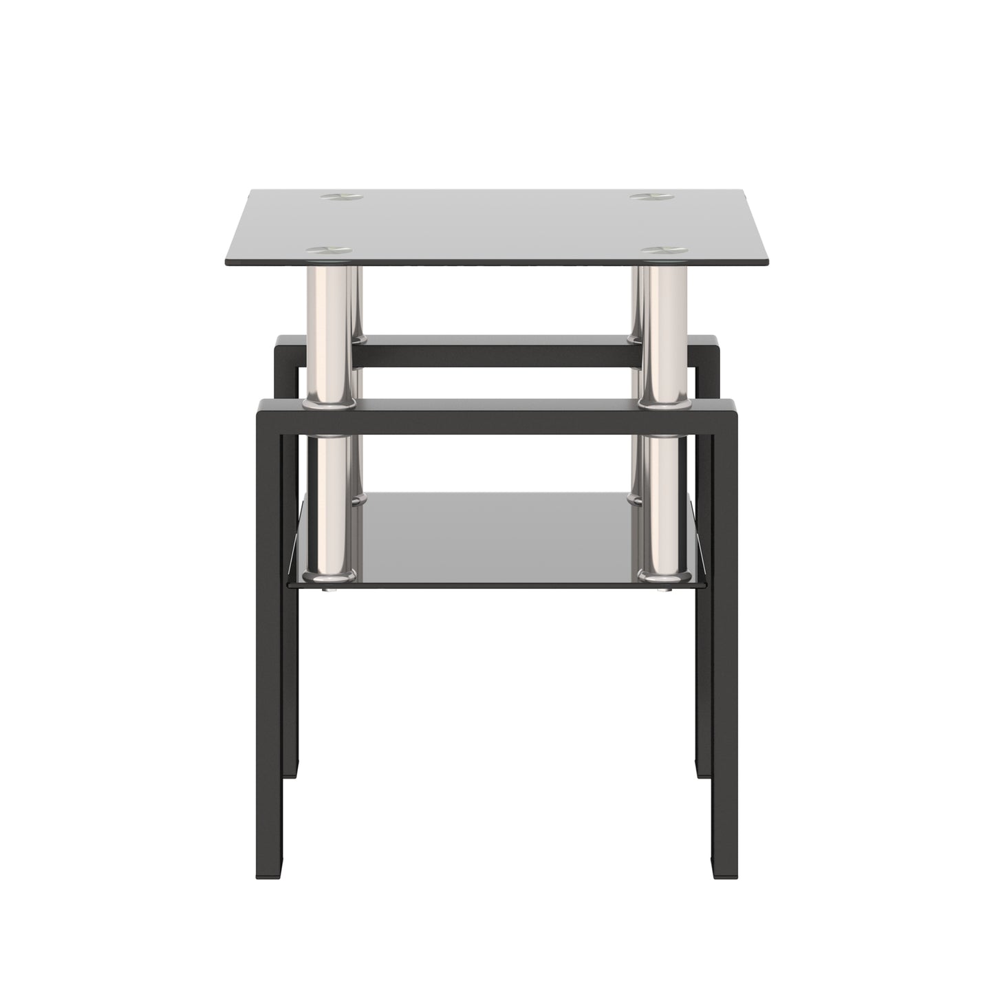 1-Piece Modern Tempered Glass Tea Table Coffee Table End Table, Square Table for Living Room, Black