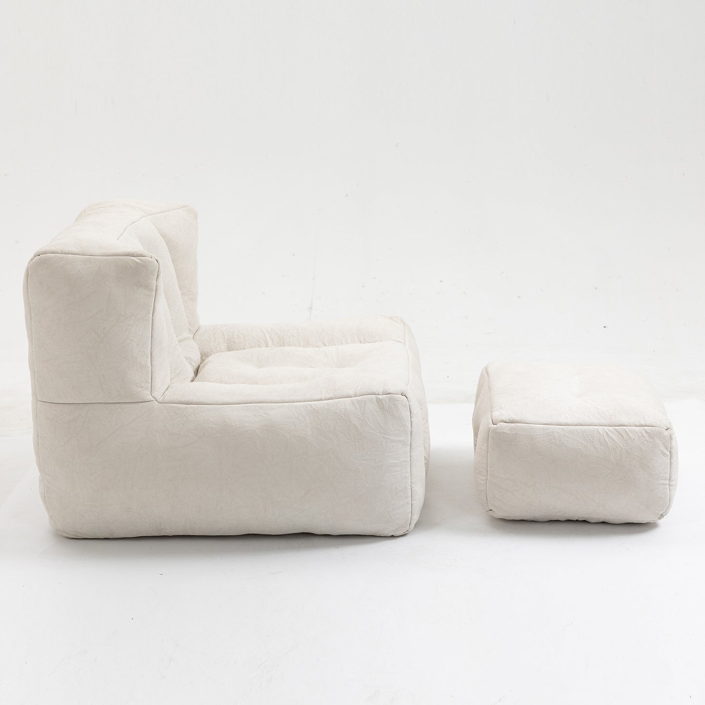 Fluffy bean bag chair, comfortable bean bag for adults and children, super soft lazy sofa chair with memory foam and ottoman, indoor modern focus bean bag chair for living room, bedroom, apartment