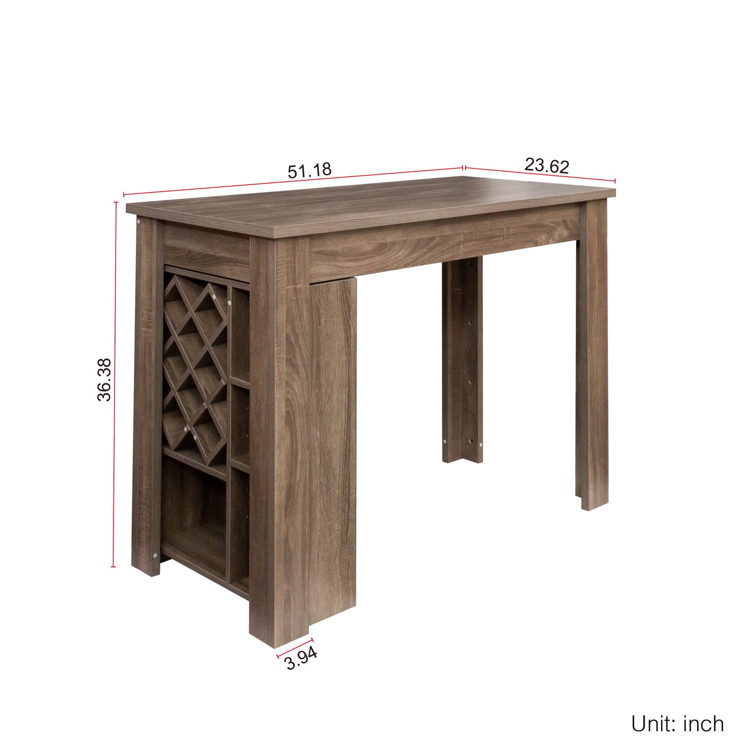 Kitchen Bar Table with Storage Shelves