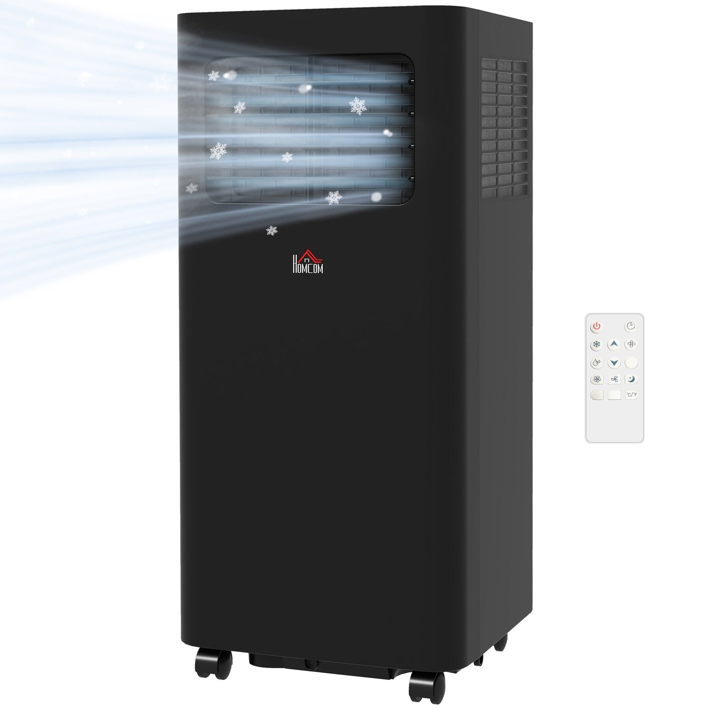 HOMCOM 8000 BTU Portable Air Conditioner for Rooms Up to 345 Sq. Ft., 3-in-1 AC Unit with Dehumidifier, Cooling Fan, Sleep, Remote, 24H Timer On/Off, Window Installation Kit, Black