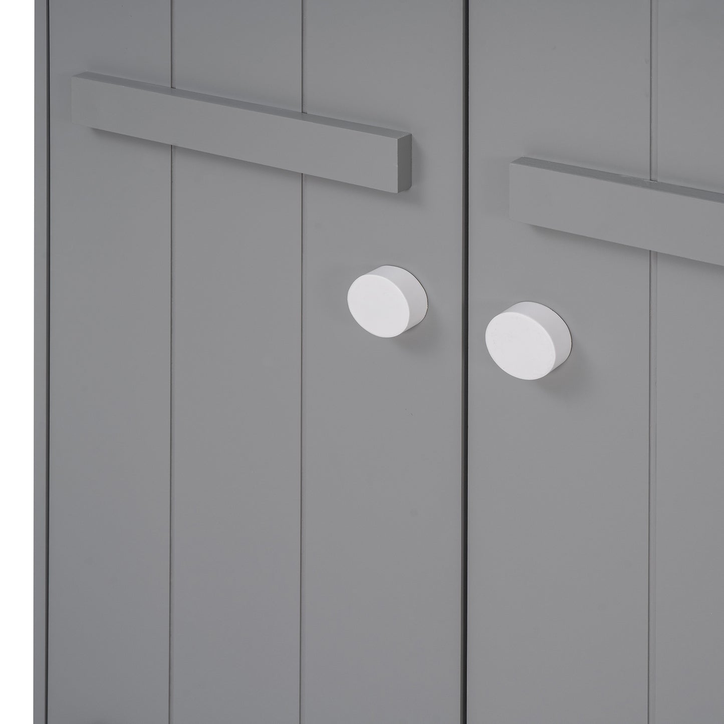 Wooden Wardrobe Cabinet with Hanging Rod, Storage Armoires with Doors,Gray