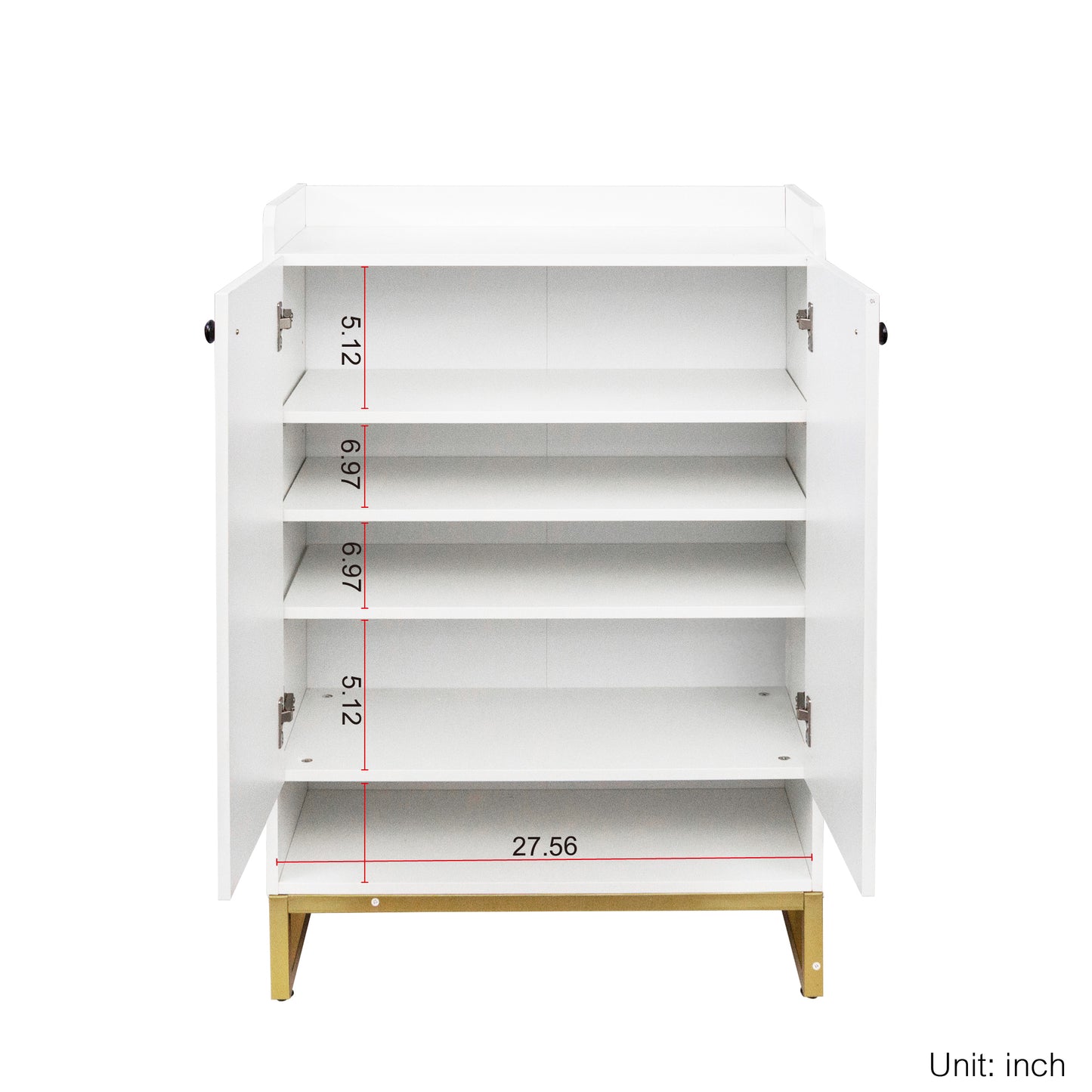 Shoe Cabinet with Doors, White Gold 6-Tiers Shoe Storage Cabinet for Entryway, Modern Free Standing Shoe Cabinet Storage Organizer for Living Room, Bedroom,Closet