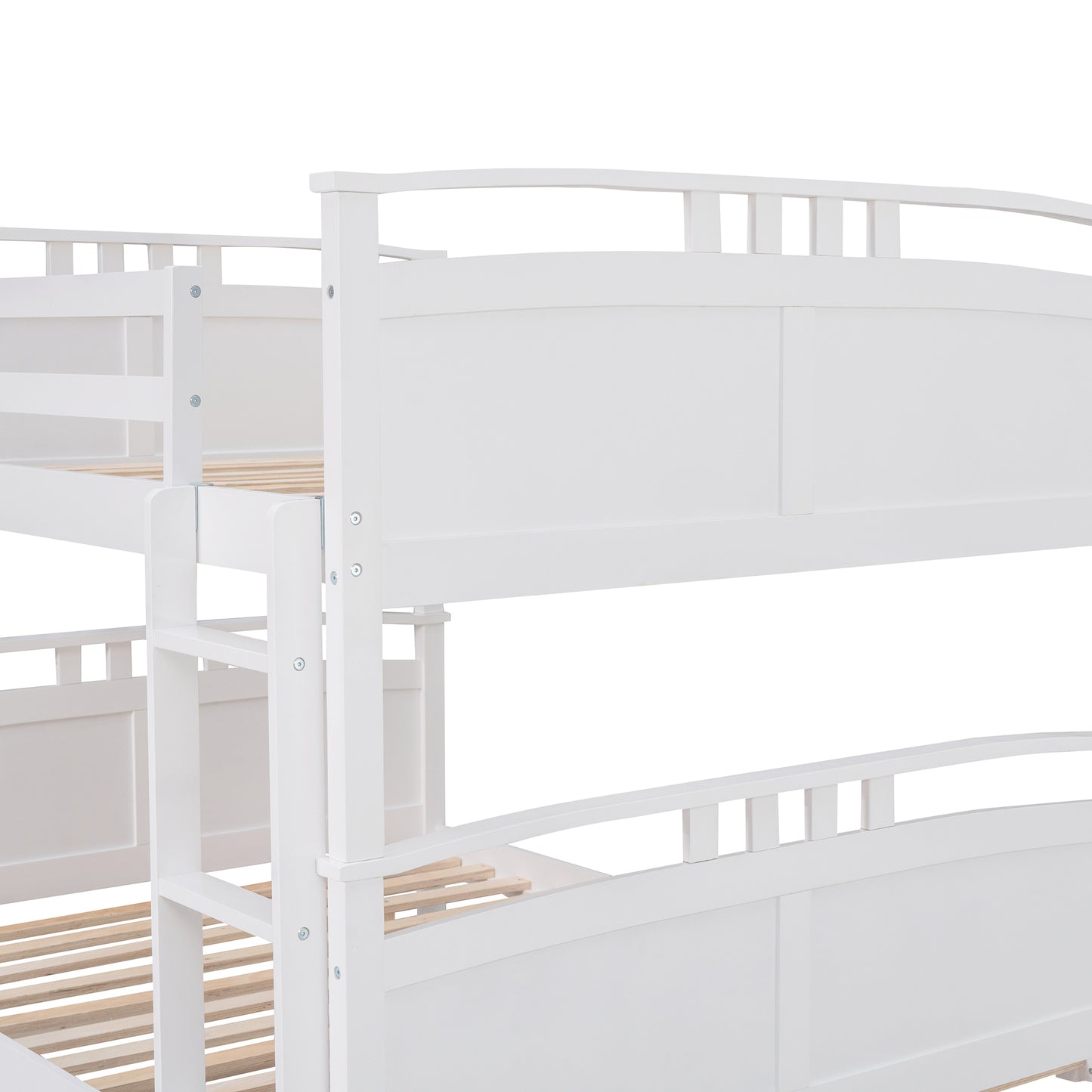 Full-Over-Full Bunk Bed with Twin size Trundle , Separable Bunk Bed for Bedroom - White