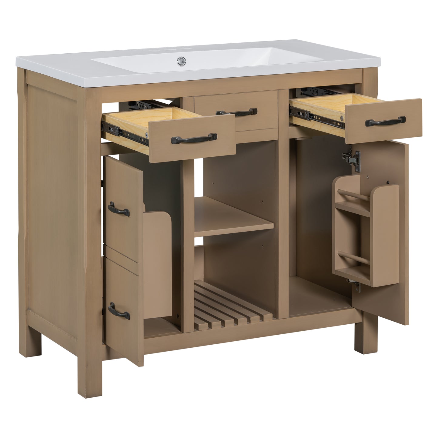 36''Bathroom Vanity with Undermount Sink,Modern Bathroom Storage Cabinet with 2 Drawers and 2 Cabinets,Solid Wood Frame Bathroom Cabinet