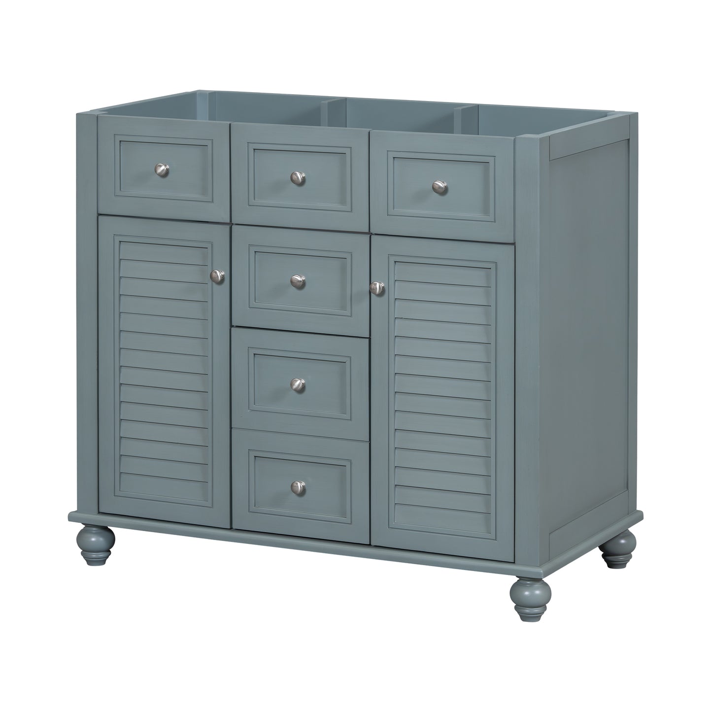 36" Bathroom Vanity Cabinet without Sink, Free Standing Vanity Set with 2 Drawers& Soft Closing Doors, Solid Wood Frame Bathroom Cabinet, Blue (NOT INCLUDE BASIN SINK)