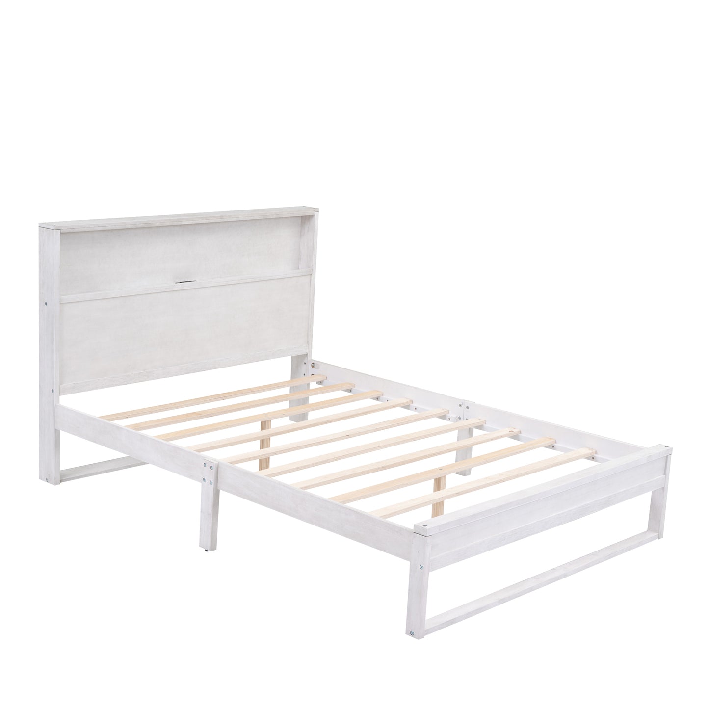 3-Pieces Bedroom Sets Queen Size Platform Bed with Nightstand and Dresser,Antique White