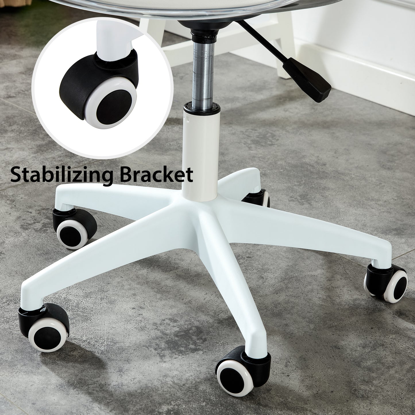 Modern Home Office Desk Chairs, Adjustable 360 °Swivel Chair Engineering Plastic Armless Swivel Computer Chair With Wheels for Living Room, Bed Room Office Hotel Dining Room and Transparent Color