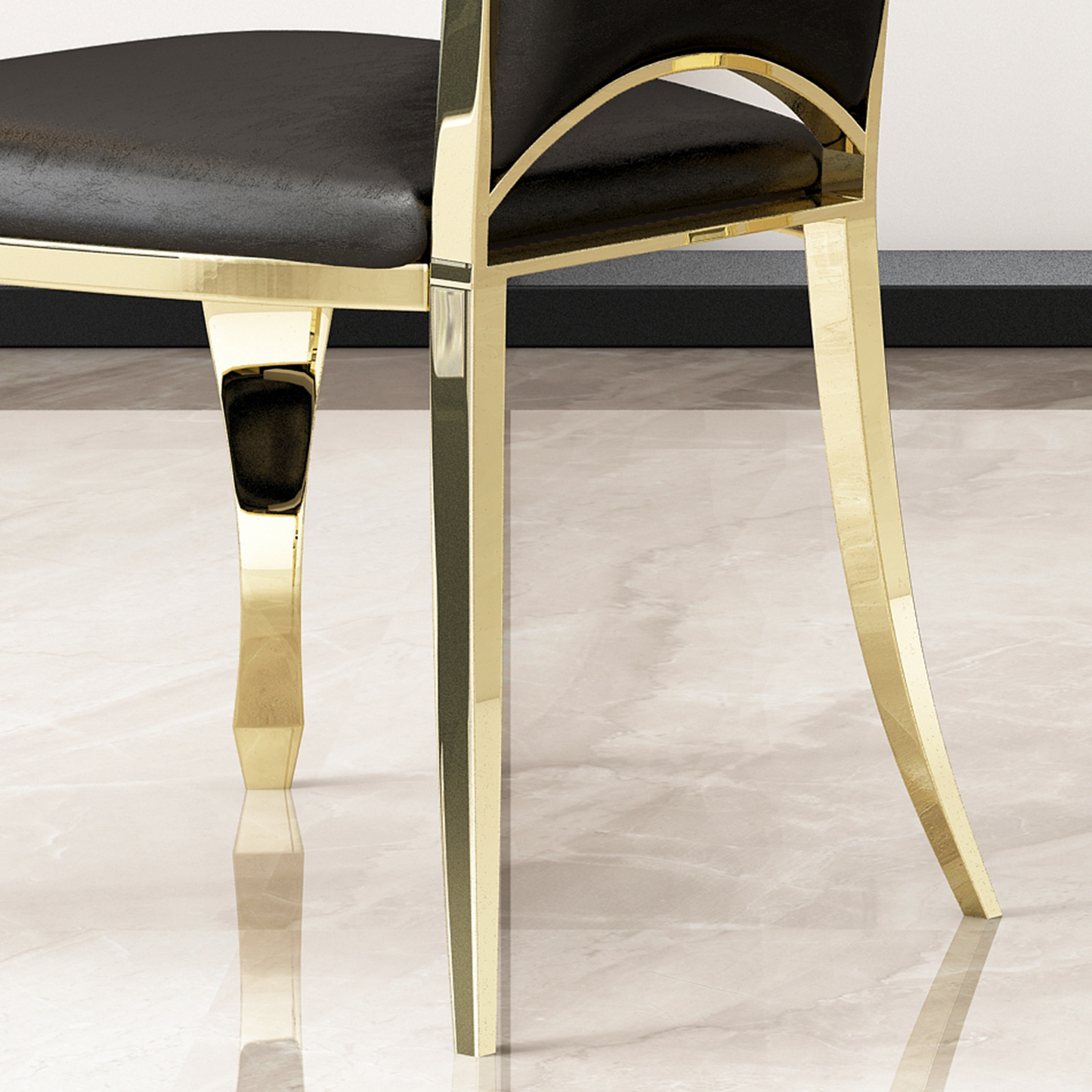 Modern Leatherette Dining Chairs Set of 2, Unique Backrest Design with Stripe Armless Chair