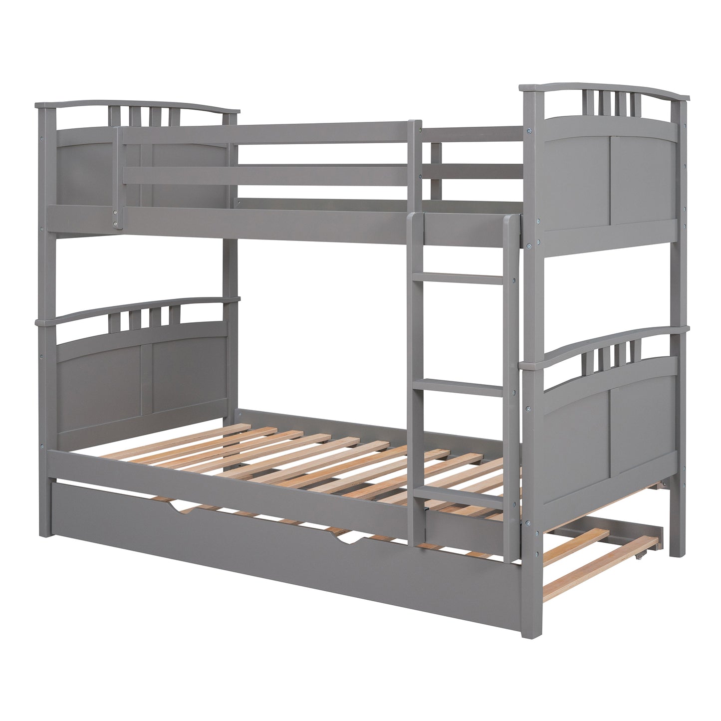 Twin-Over-Twin Bunk Bed with Twin size Trundle , Separable Bunk Bed for Bedroom - Grey