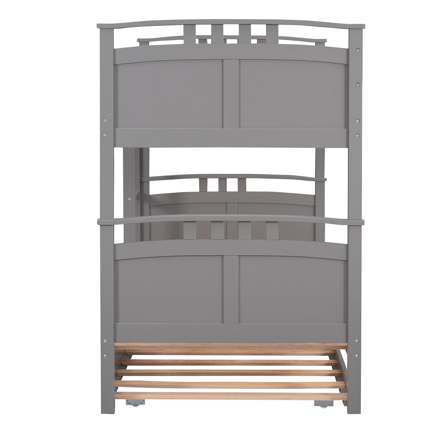 Twin-Over-Twin Bunk Bed with Twin size Trundle , Separable Bunk Bed for Bedroom - Grey