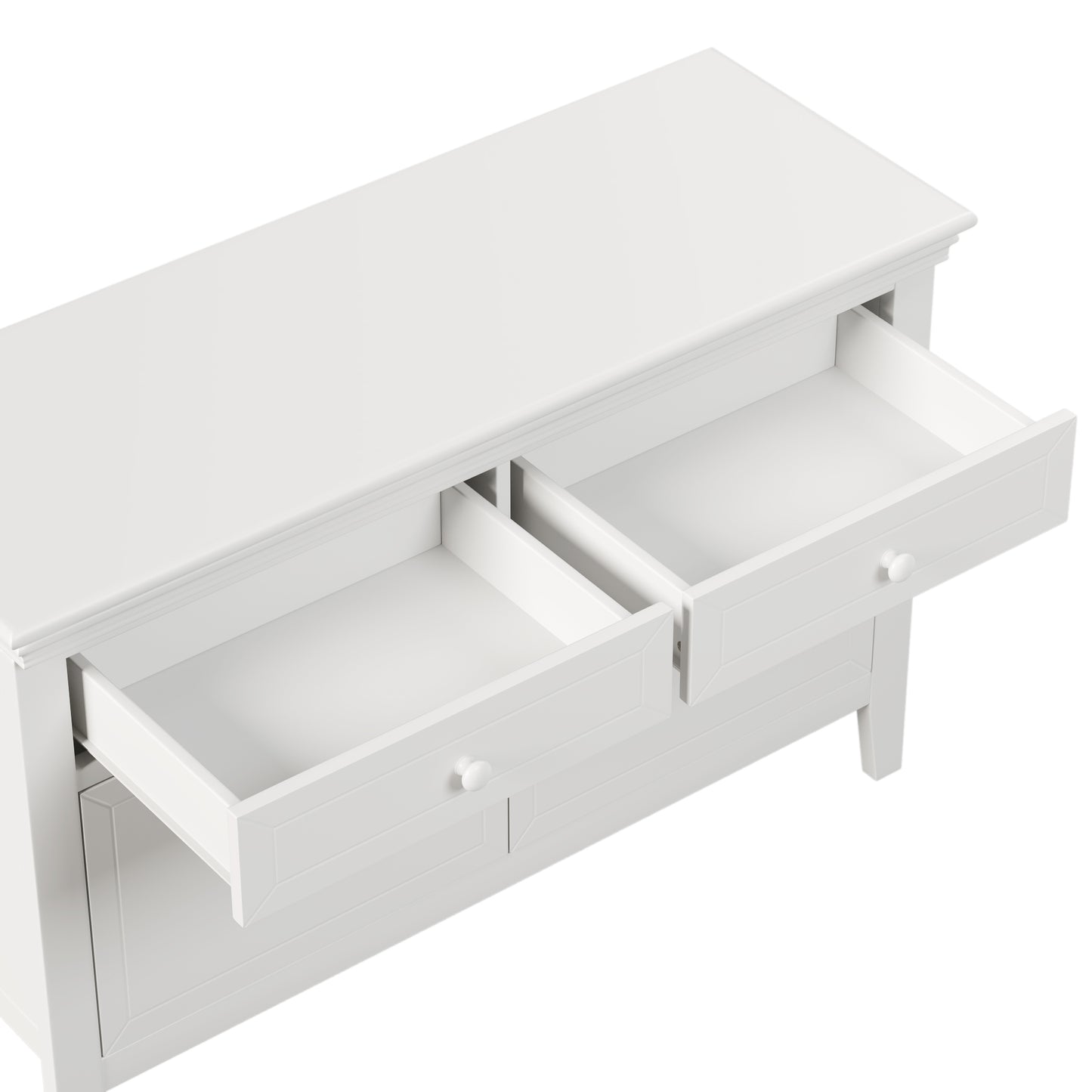 6 Pieces Traditional Concise Style White Bedroom Sets, Nightstand*2+ Chest+ Dresser+ Mirror+ Full Bed