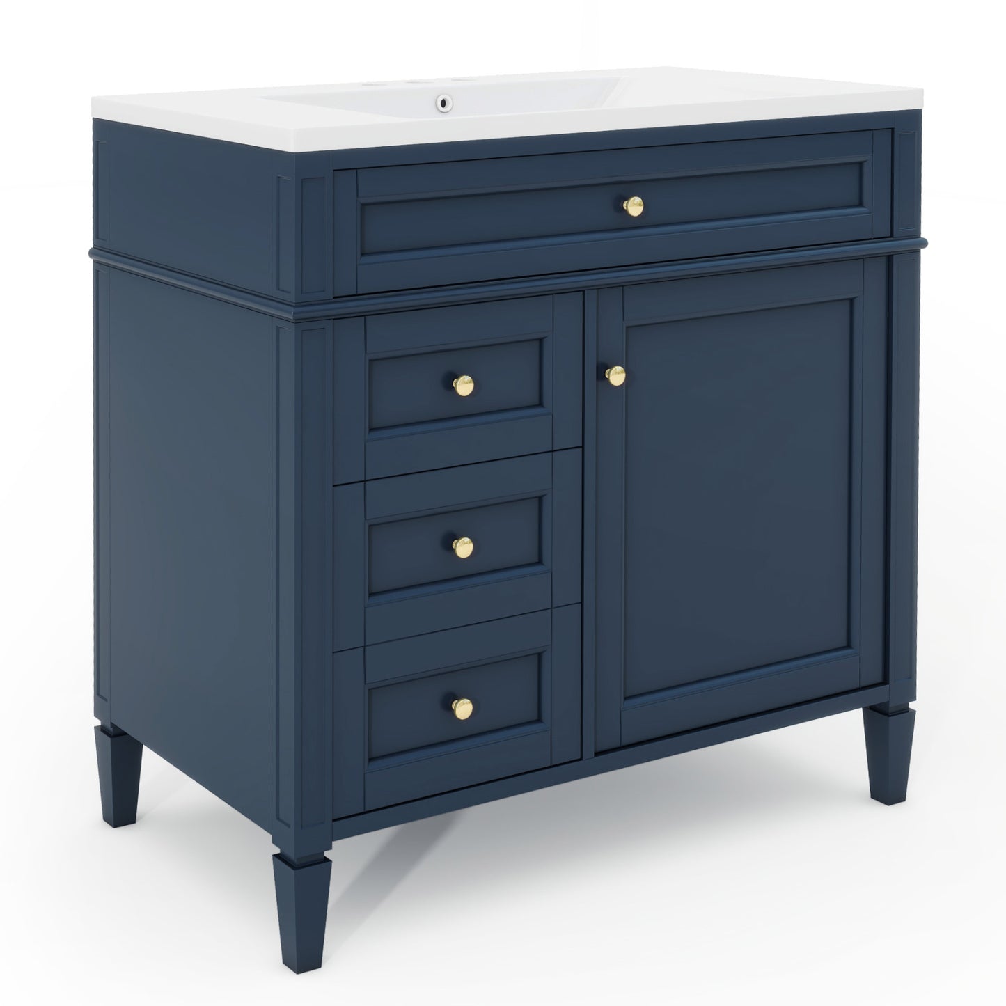 36'' Bathroom Vanity with Top Sink, Modern Bathroom Storage Cabinet with 2 Drawers and a Tip-out Drawer, Single Sink Bathroom Vanity