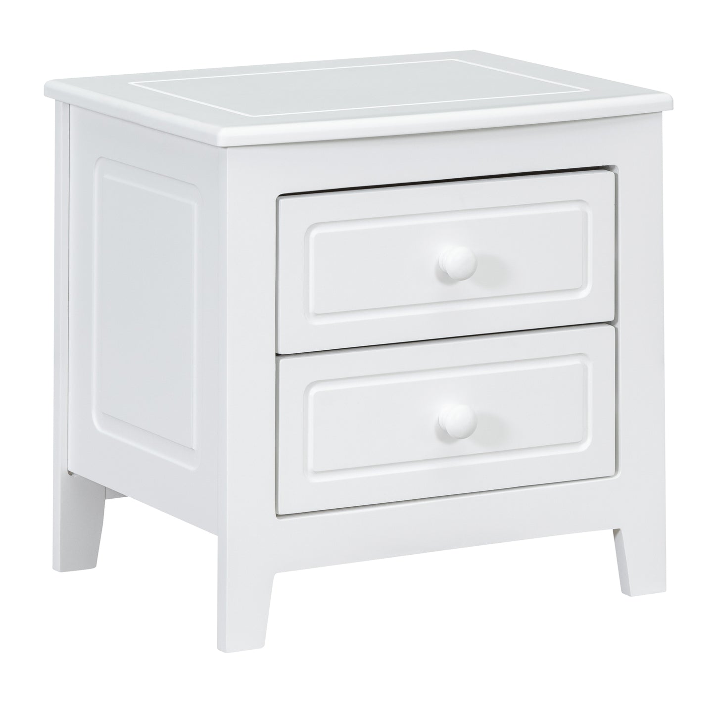 3-Pieces Bedroom Sets,Queen Size Wood Platform Bed and Two Nightstands-White