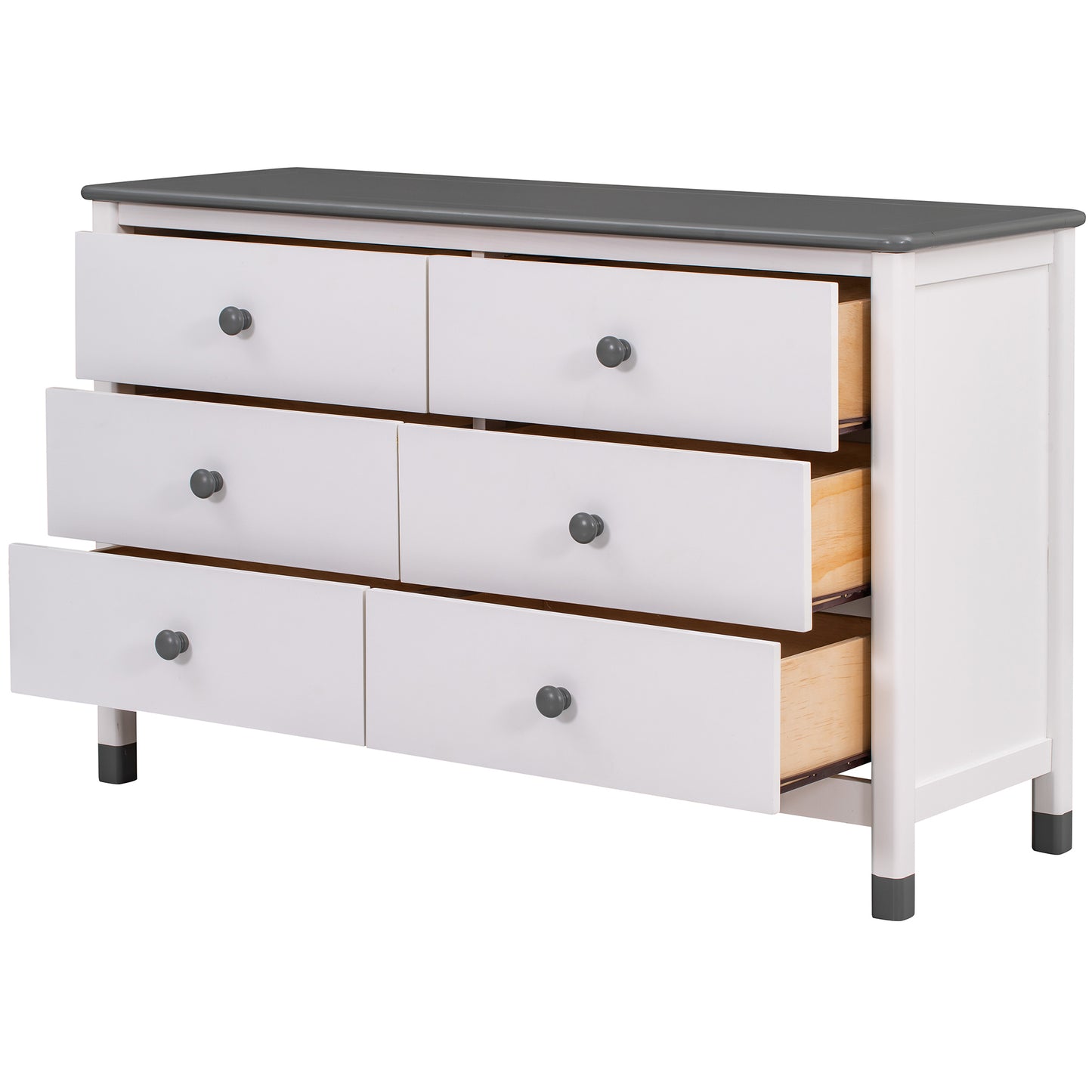 3-Pieces Bedroom Sets Twin Size Bear-Shape Platform Bed with Nightstand and Storage dresser,White+Gray