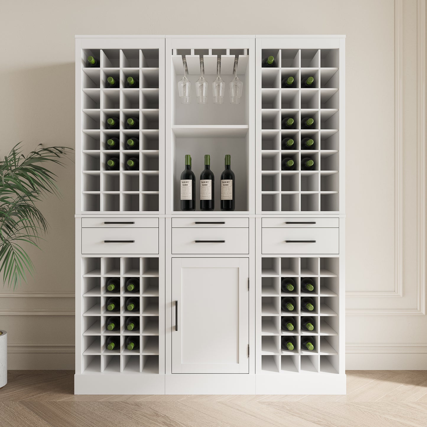 2.brown walnut color modular 32 wine bar cabinet Buffet Cabinet