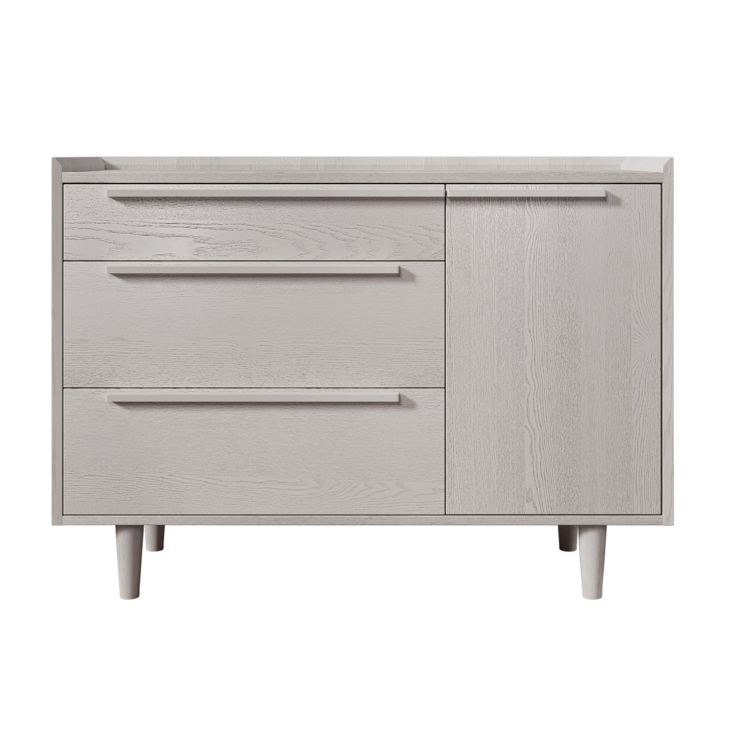 Modern Sideboard with 3 Drawers Storage Cabinet Entryway Floor Cabinet Sideboard Dresser with Solid Wood Legs for bedroom and living room , Stone Gray