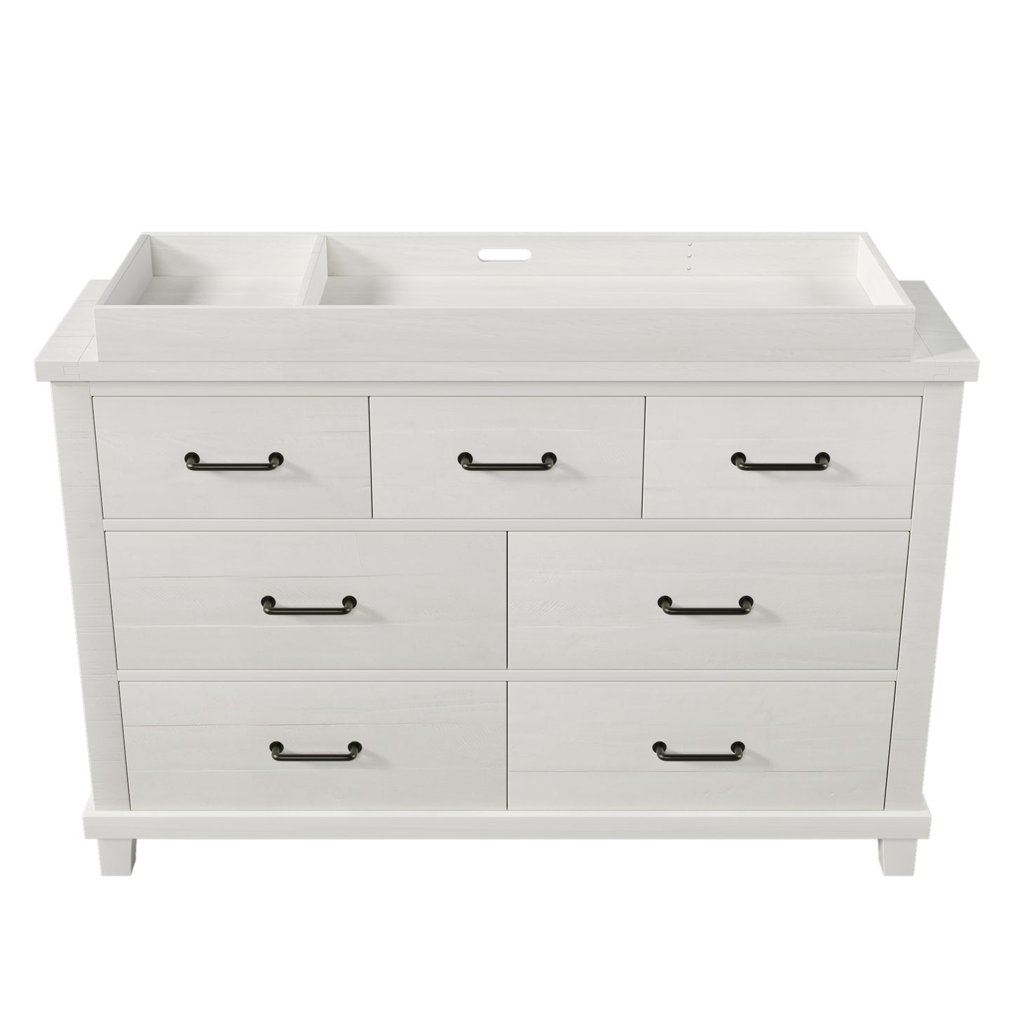 Rustic Farmhouse Style 3 Pieces Nursery Sets Whitewash Baby Crib and Changer Dreeser with Removable Changing Tray Bedroom Sets White