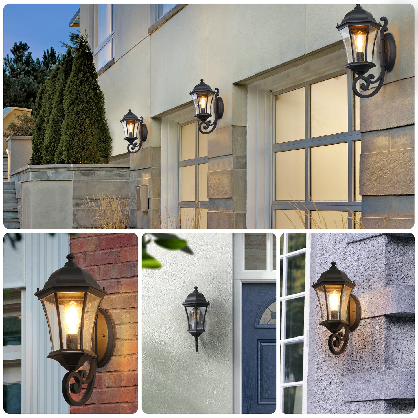Outdoor Waterproof Glass Retro Wall Lamp with light sense